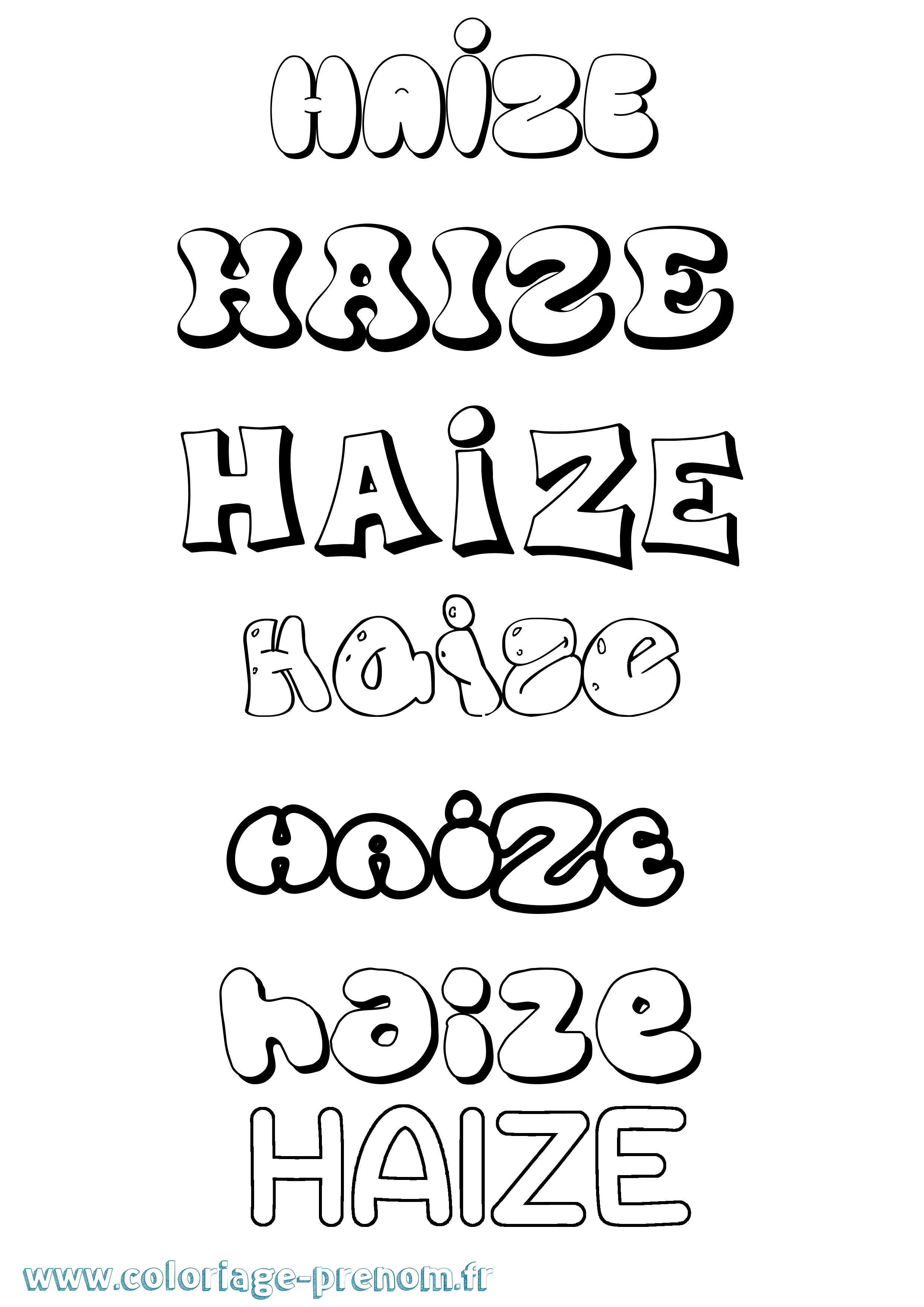 Coloriage prénom Haize Bubble