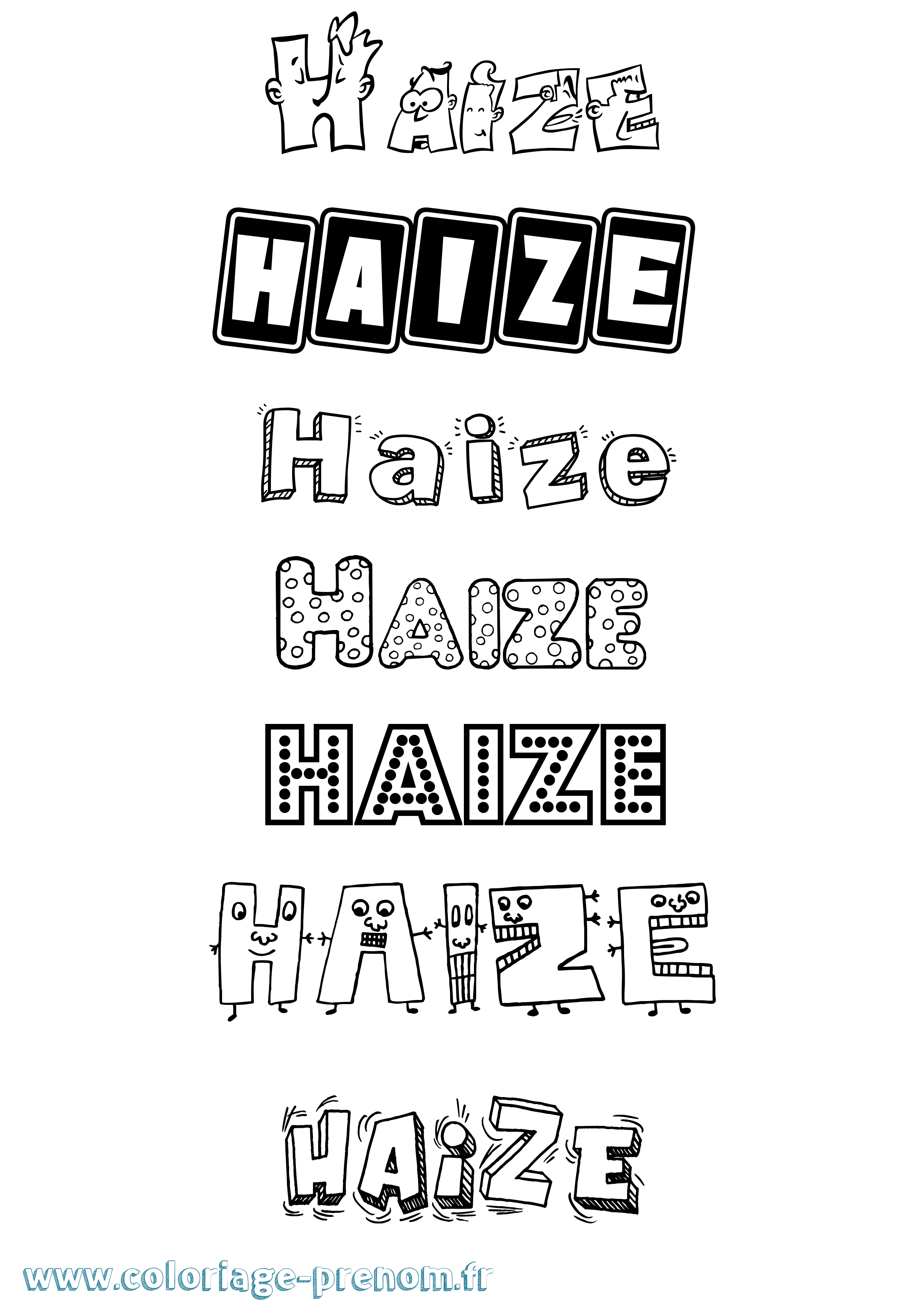 Coloriage prénom Haize Fun