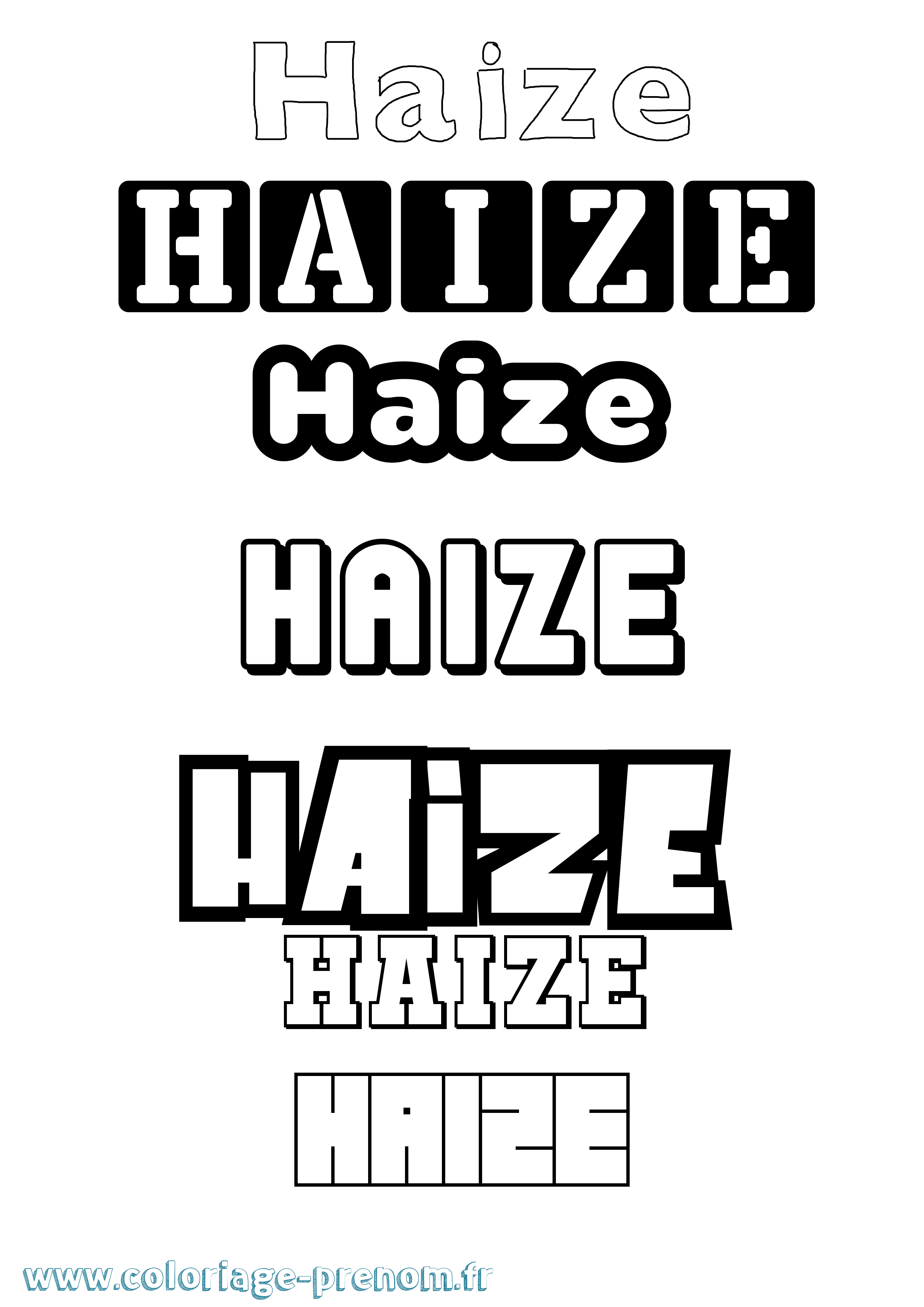 Coloriage prénom Haize Simple