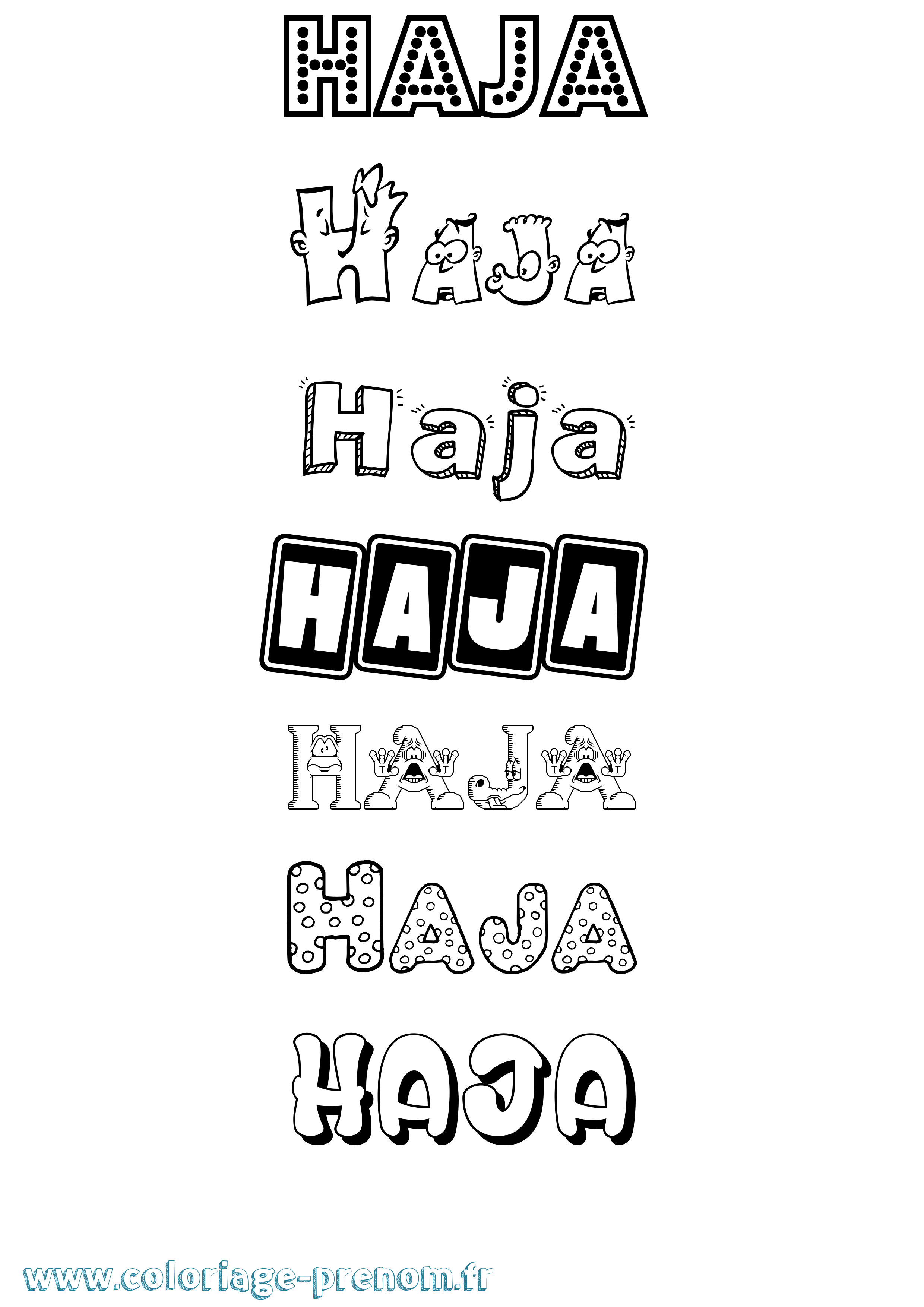 Coloriage prénom Haja Fun