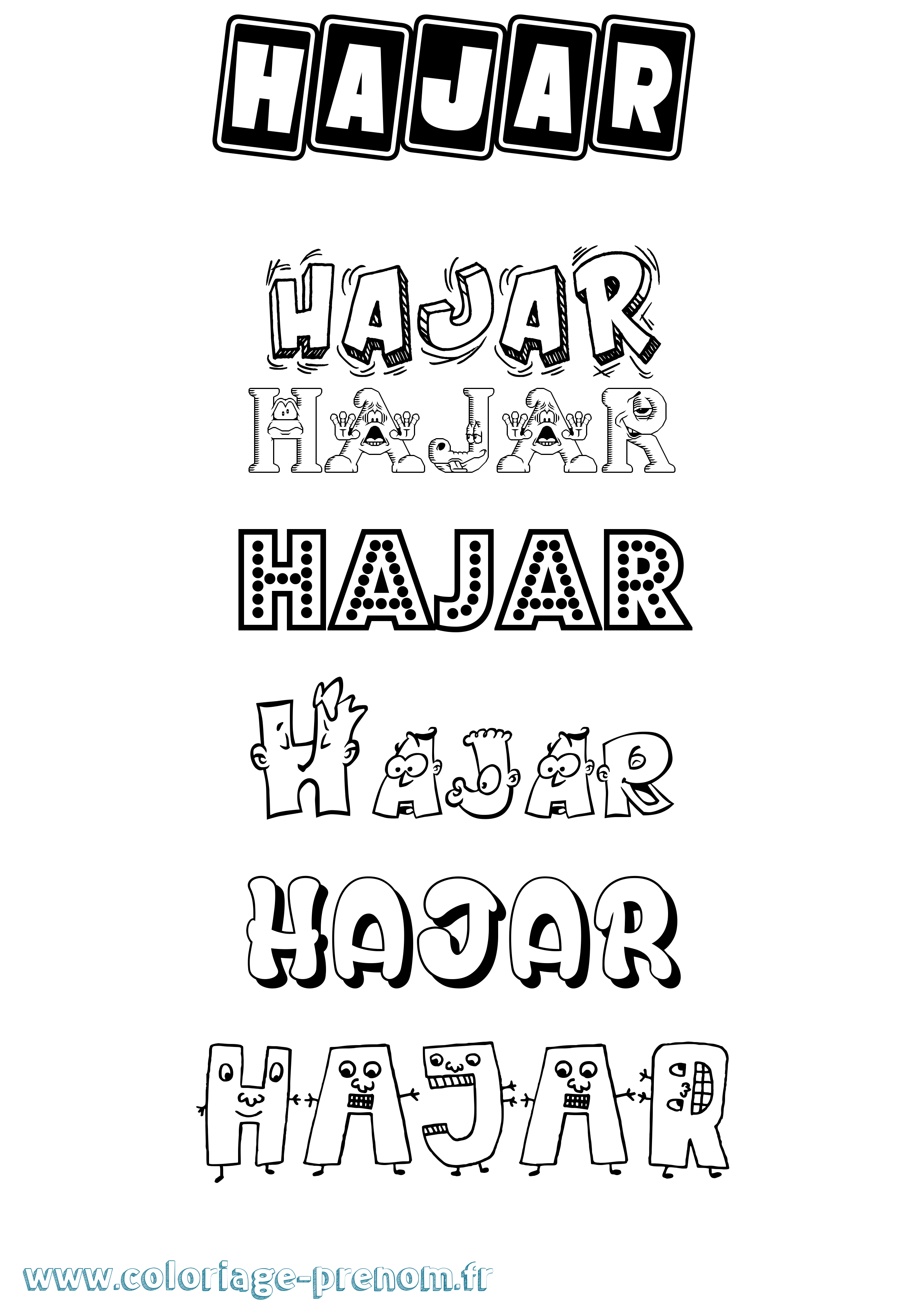 Coloriage prénom Hajar Fun