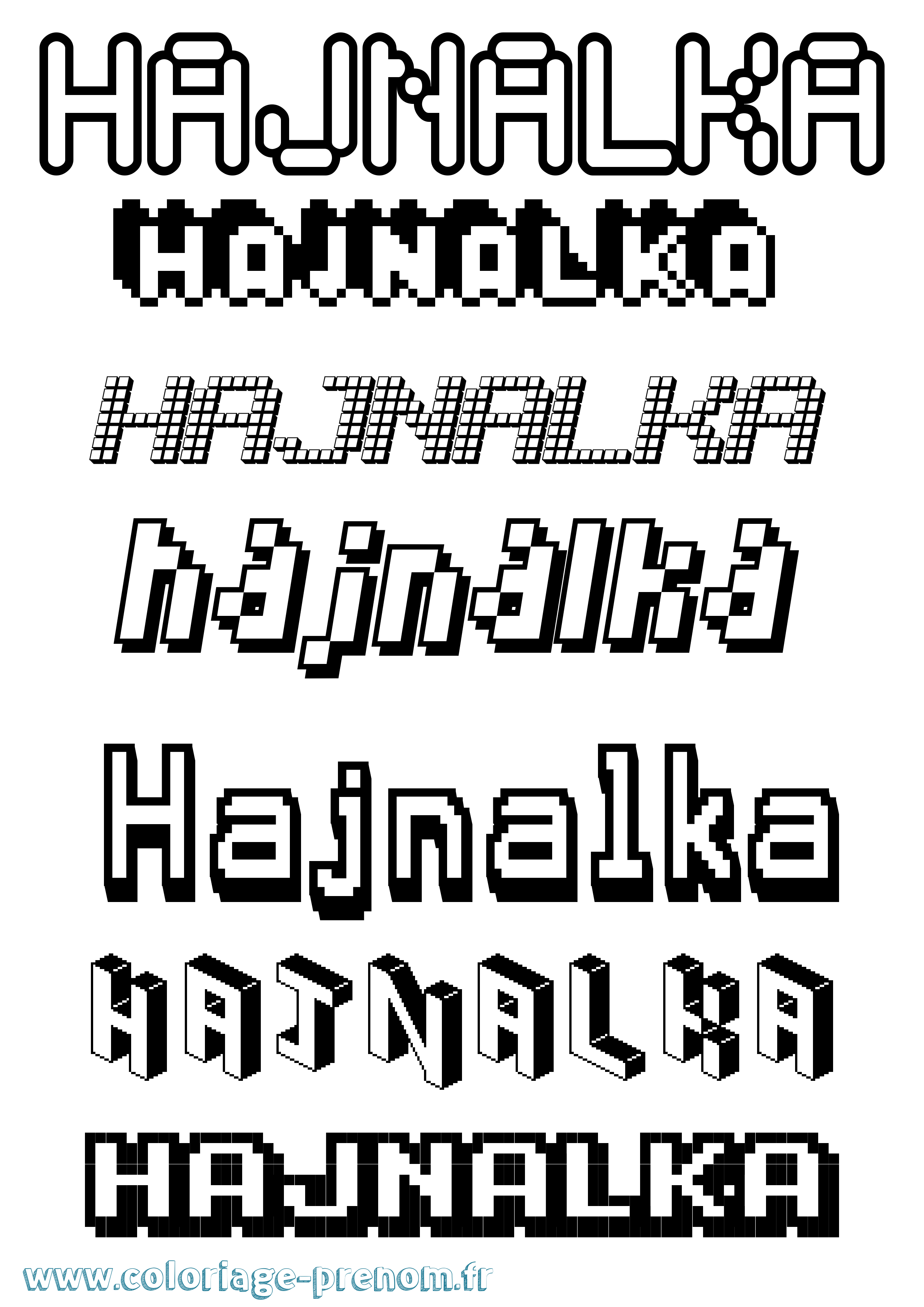 Coloriage prénom Hajnalka Pixel