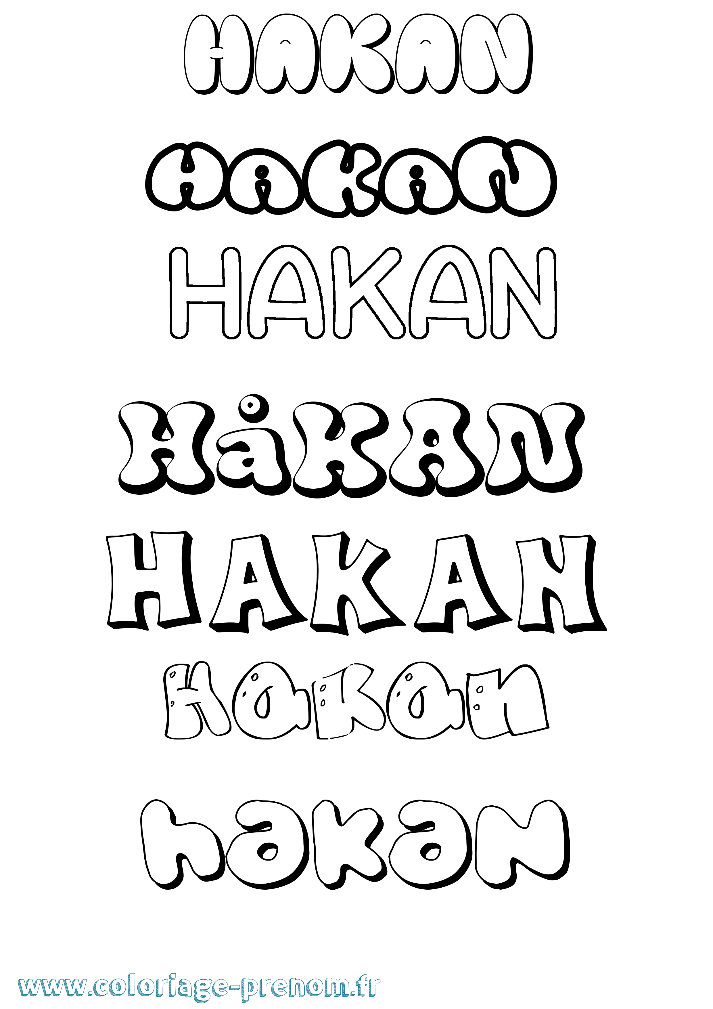 Coloriage prénom Håkan Bubble