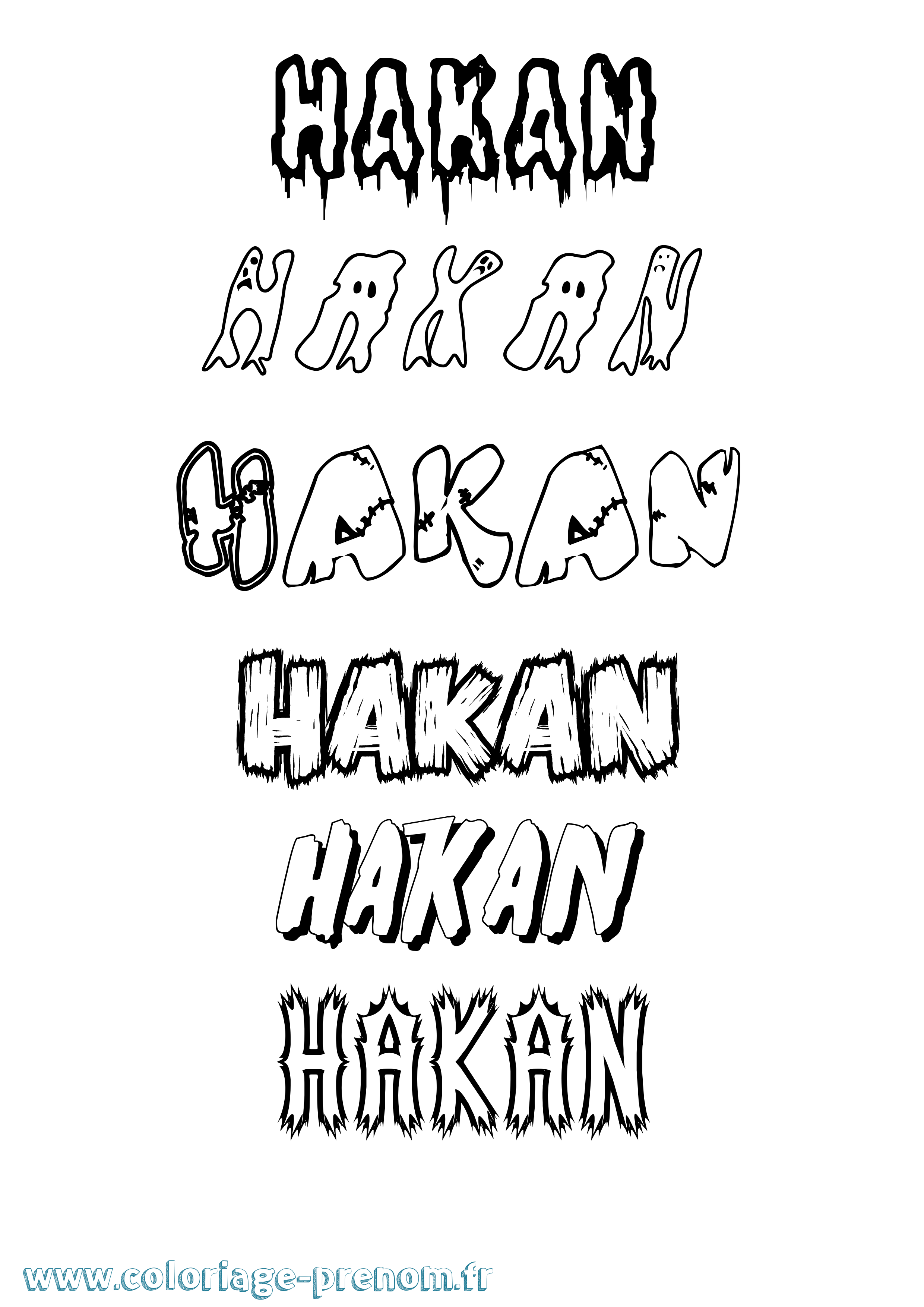 Coloriage prénom Hakan Frisson