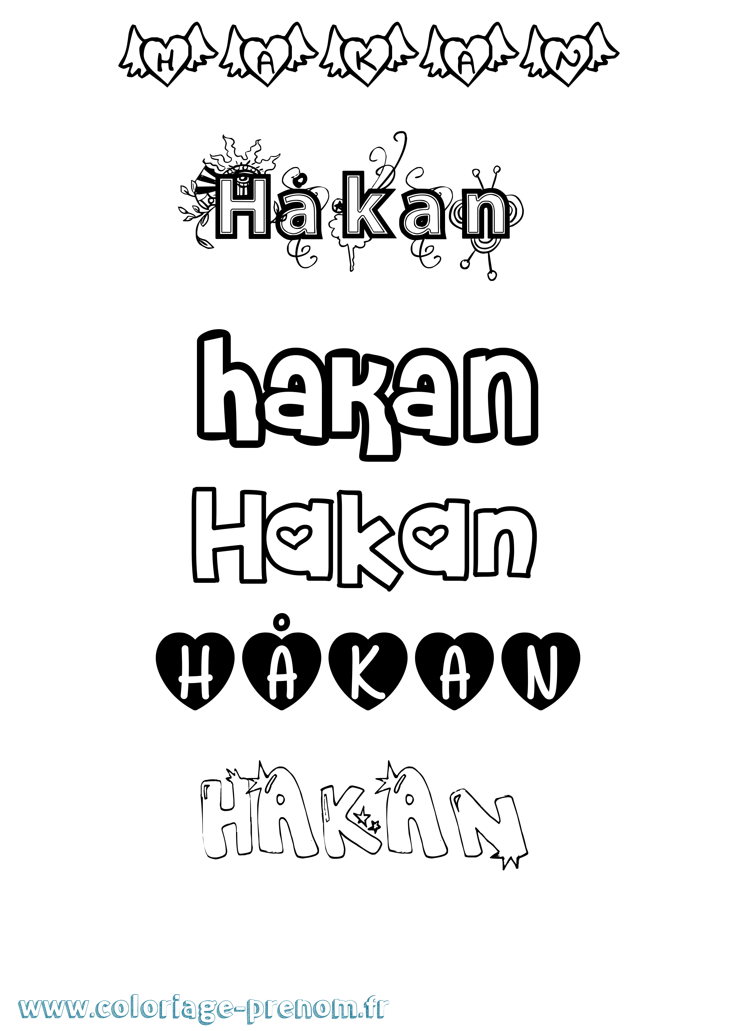 Coloriage prénom Håkan Girly