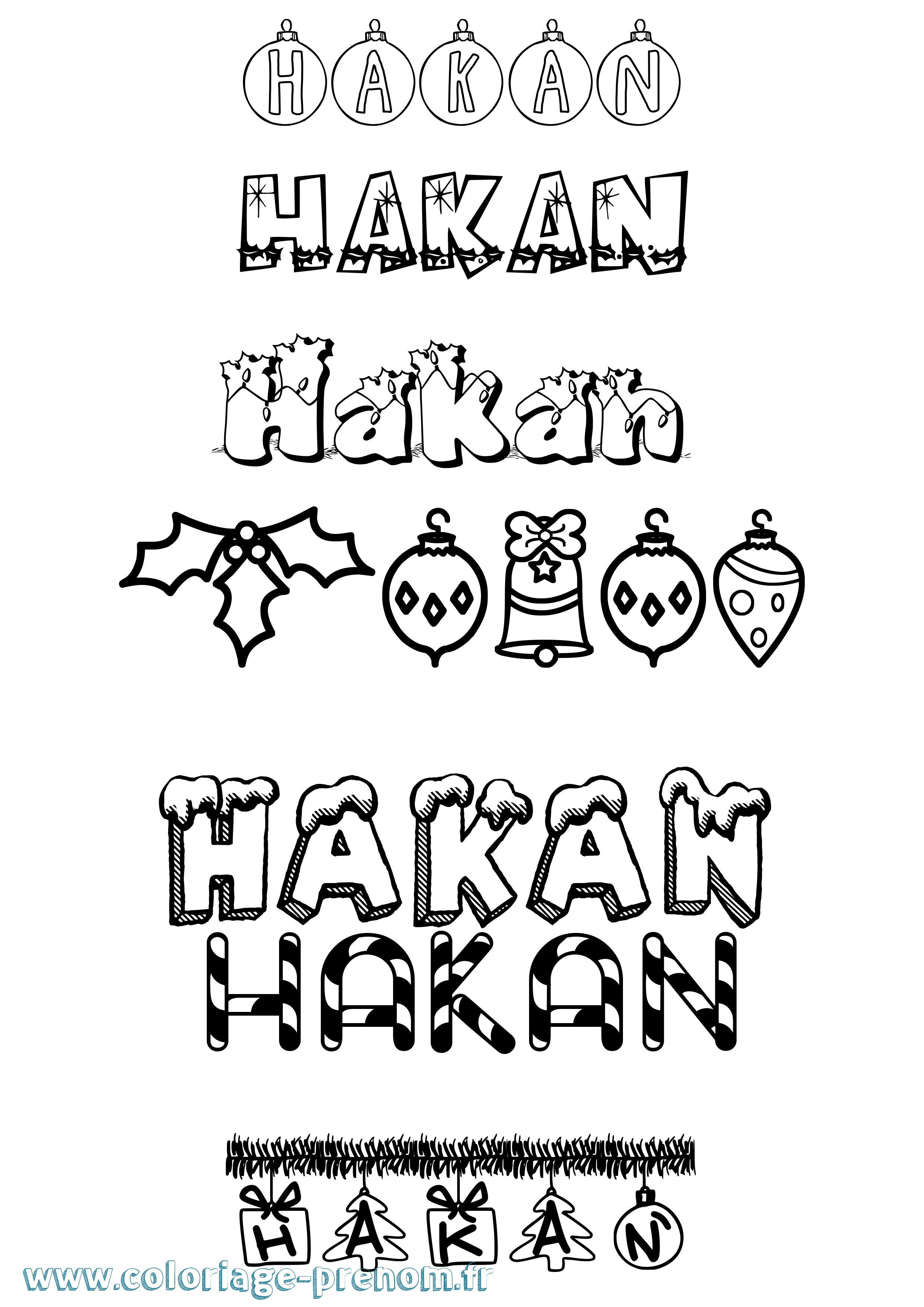 Coloriage prénom Håkan Noël