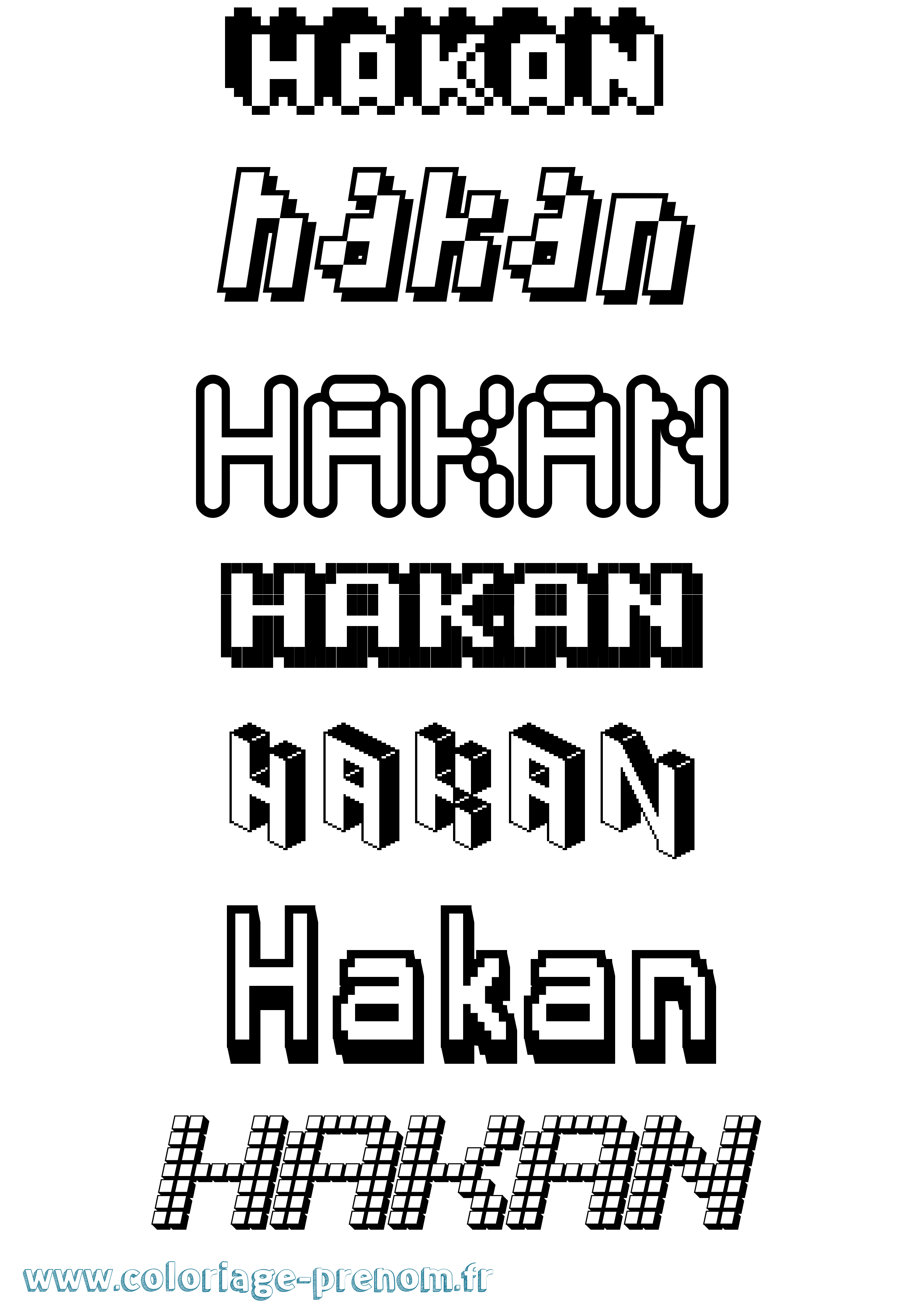 Coloriage prénom Hakan Pixel