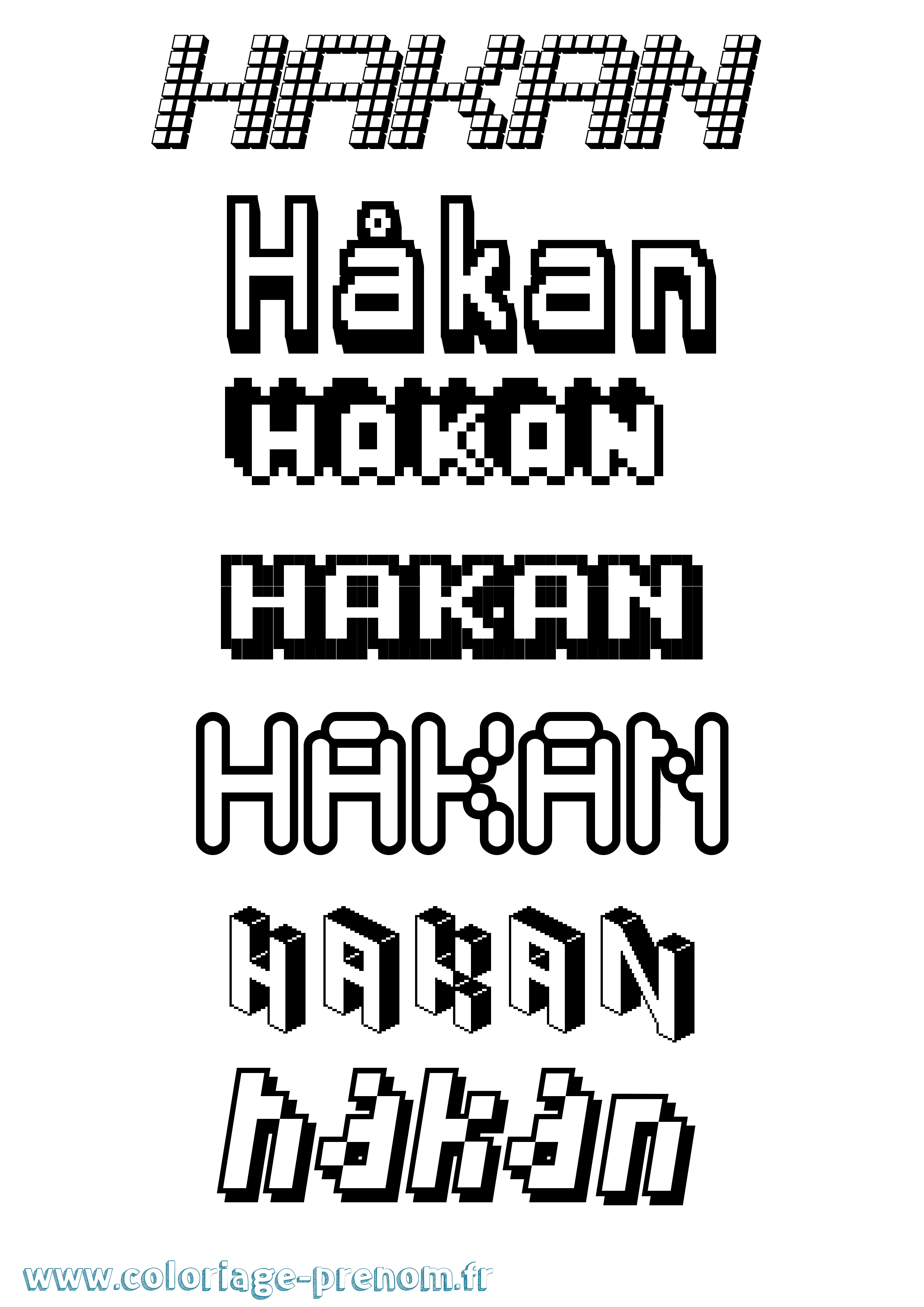 Coloriage prénom Håkan Pixel