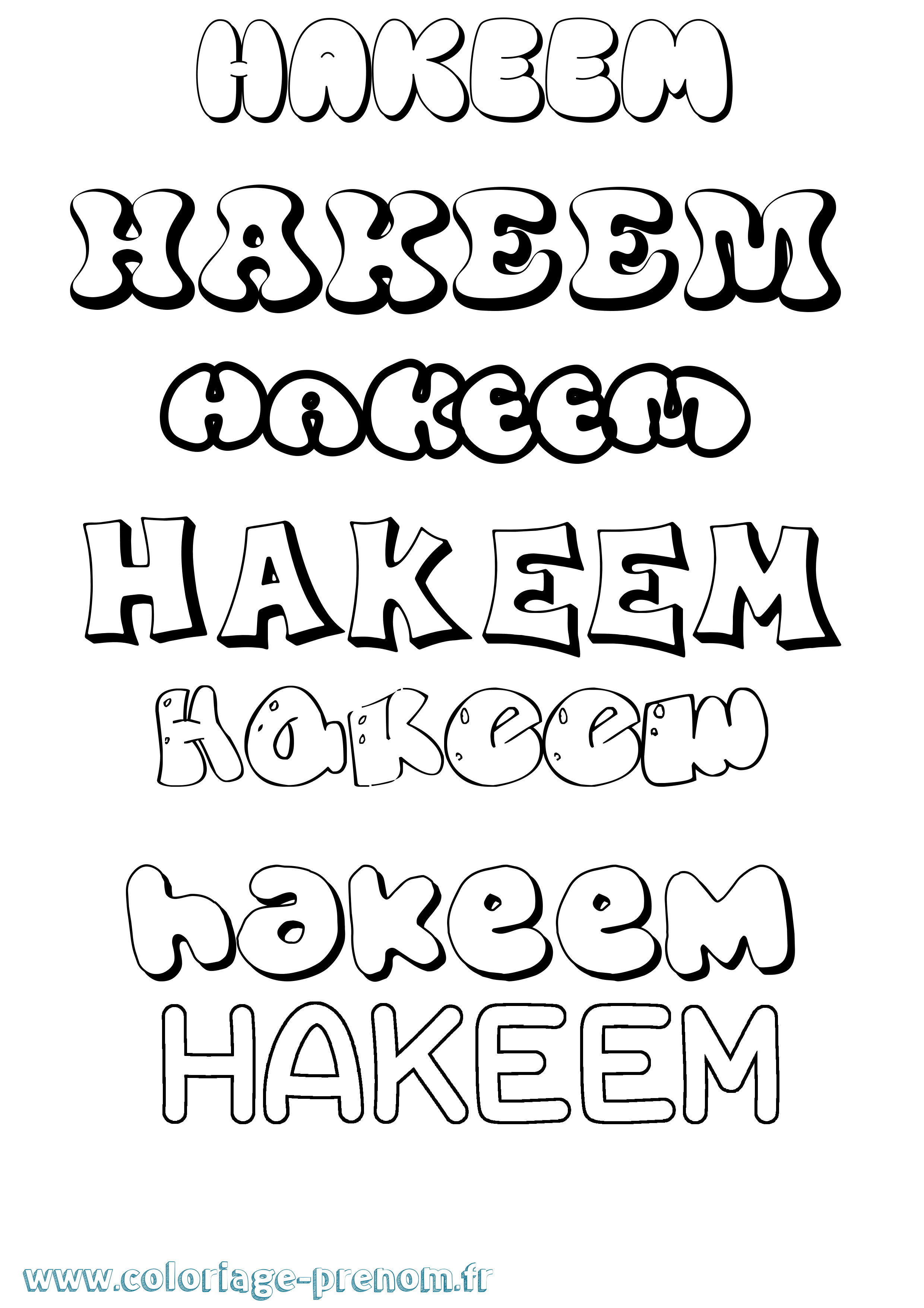 Coloriage prénom Hakeem Bubble