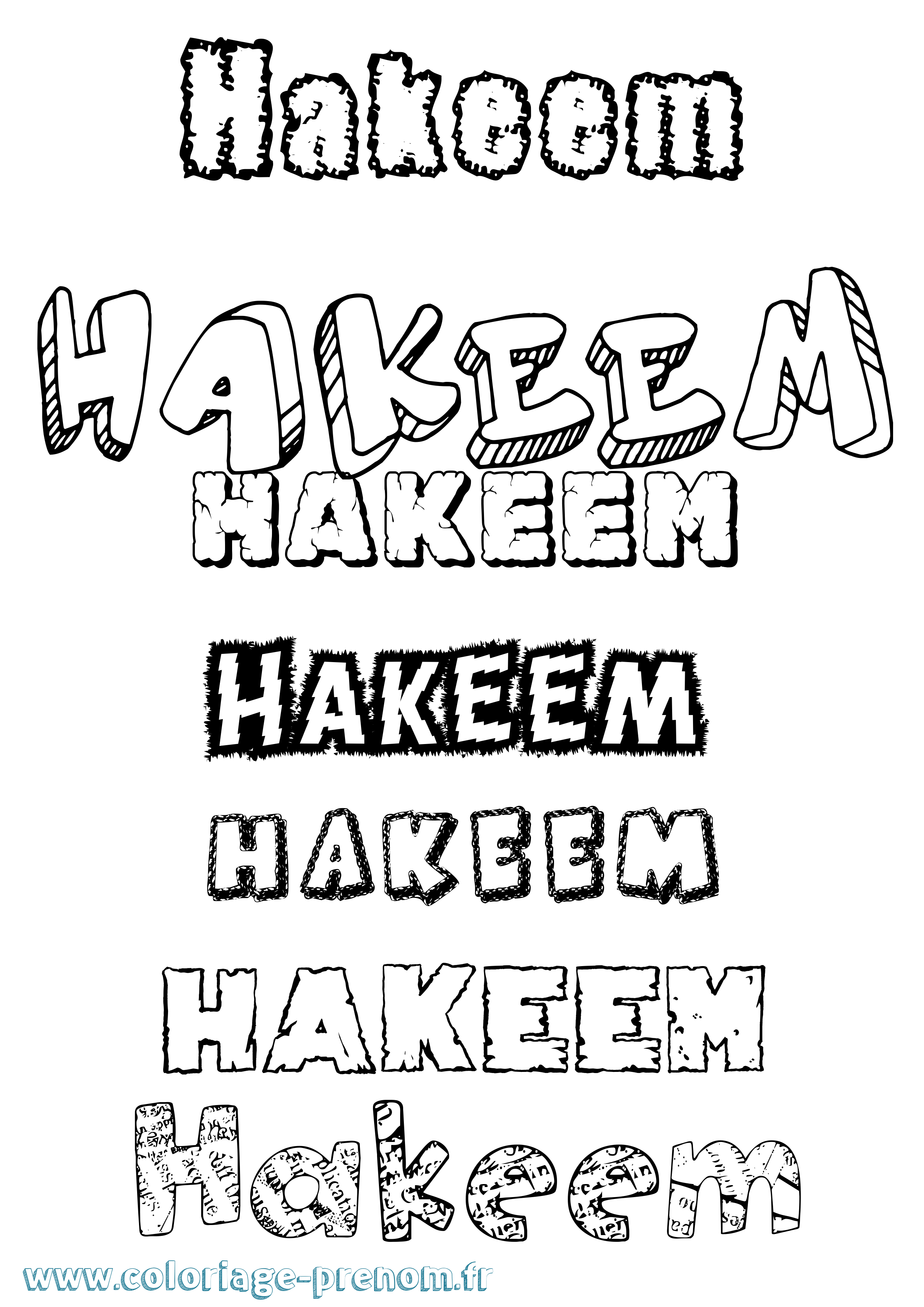 Coloriage prénom Hakeem Destructuré
