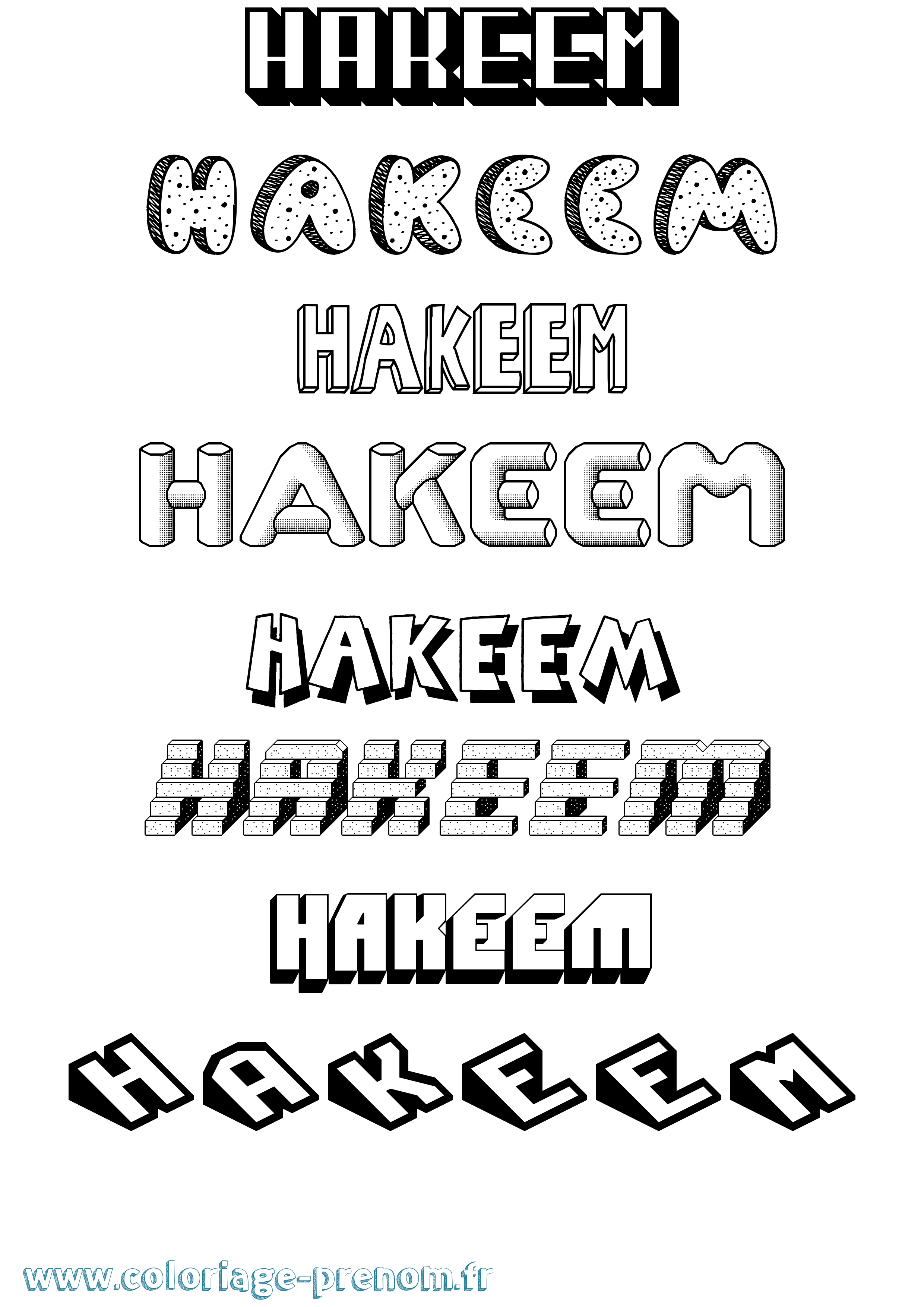 Coloriage prénom Hakeem Effet 3D