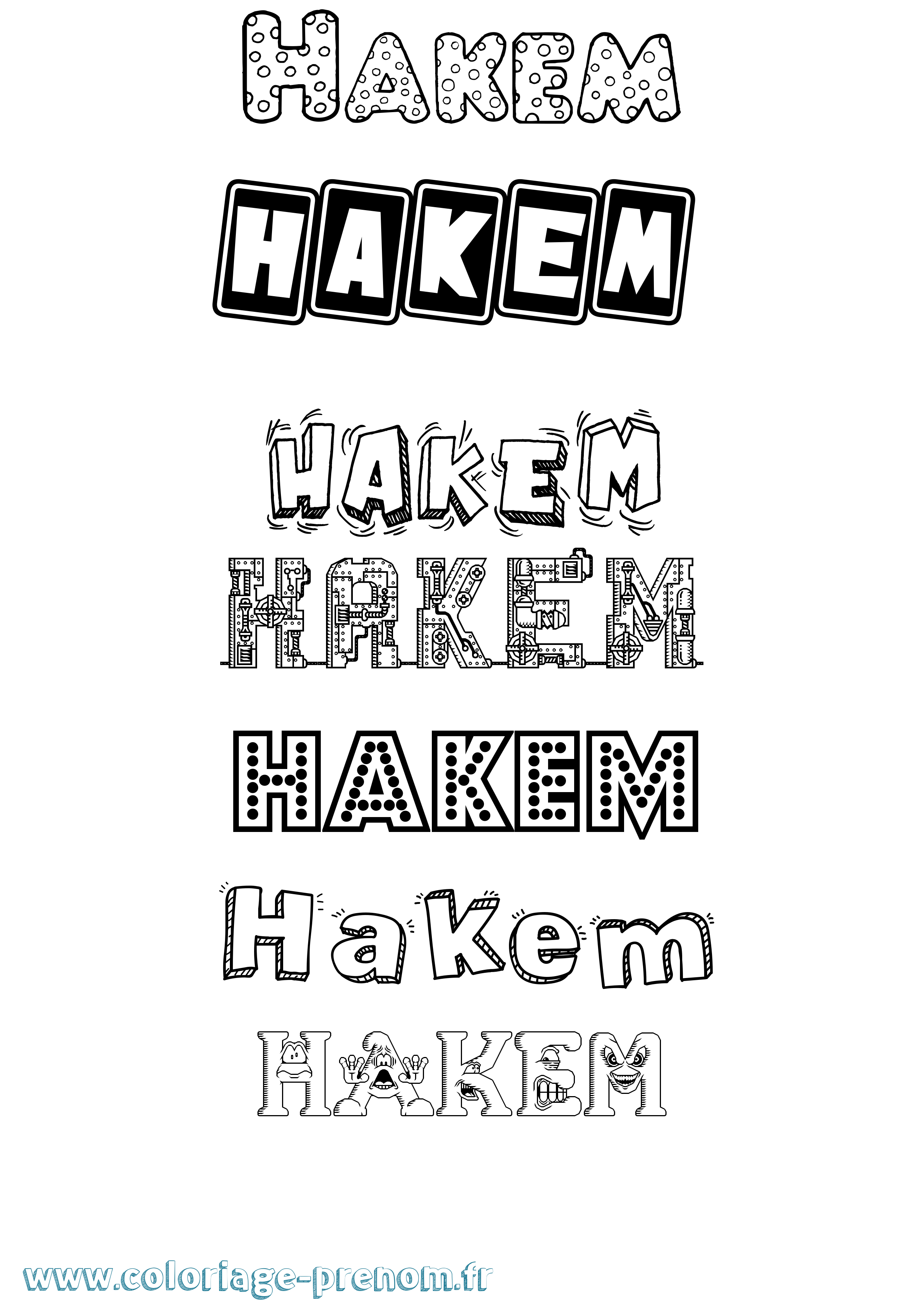 Coloriage prénom Hakem Fun