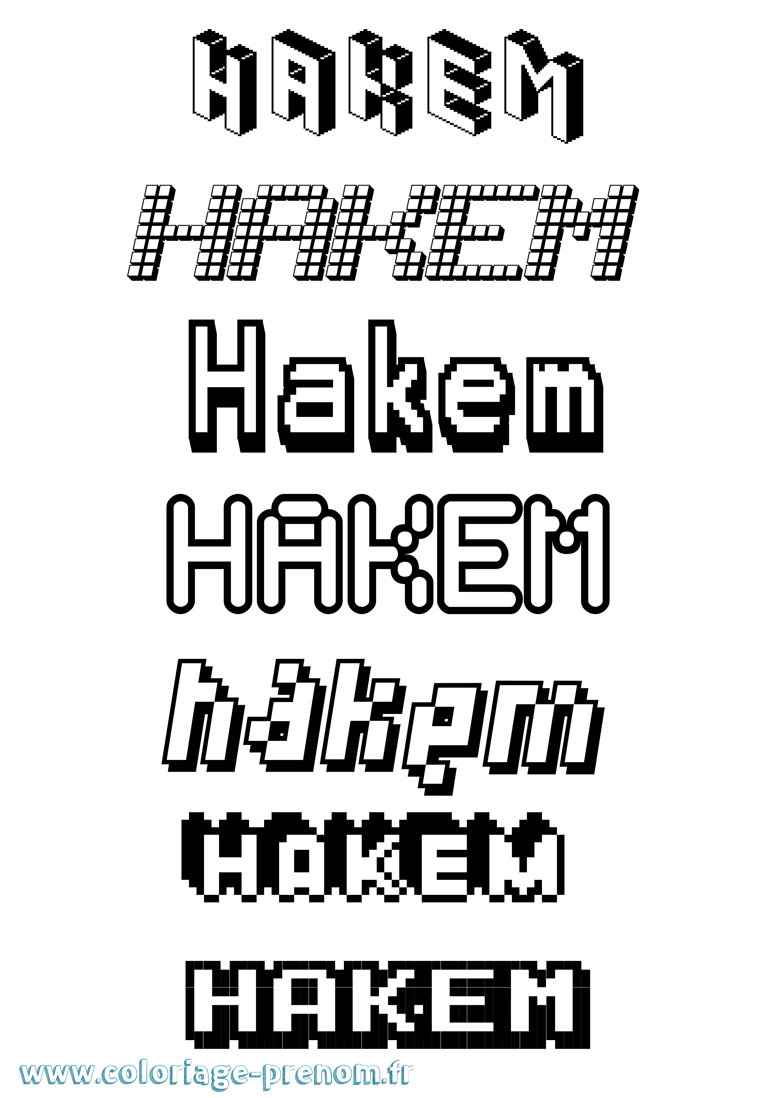 Coloriage prénom Hakem Pixel