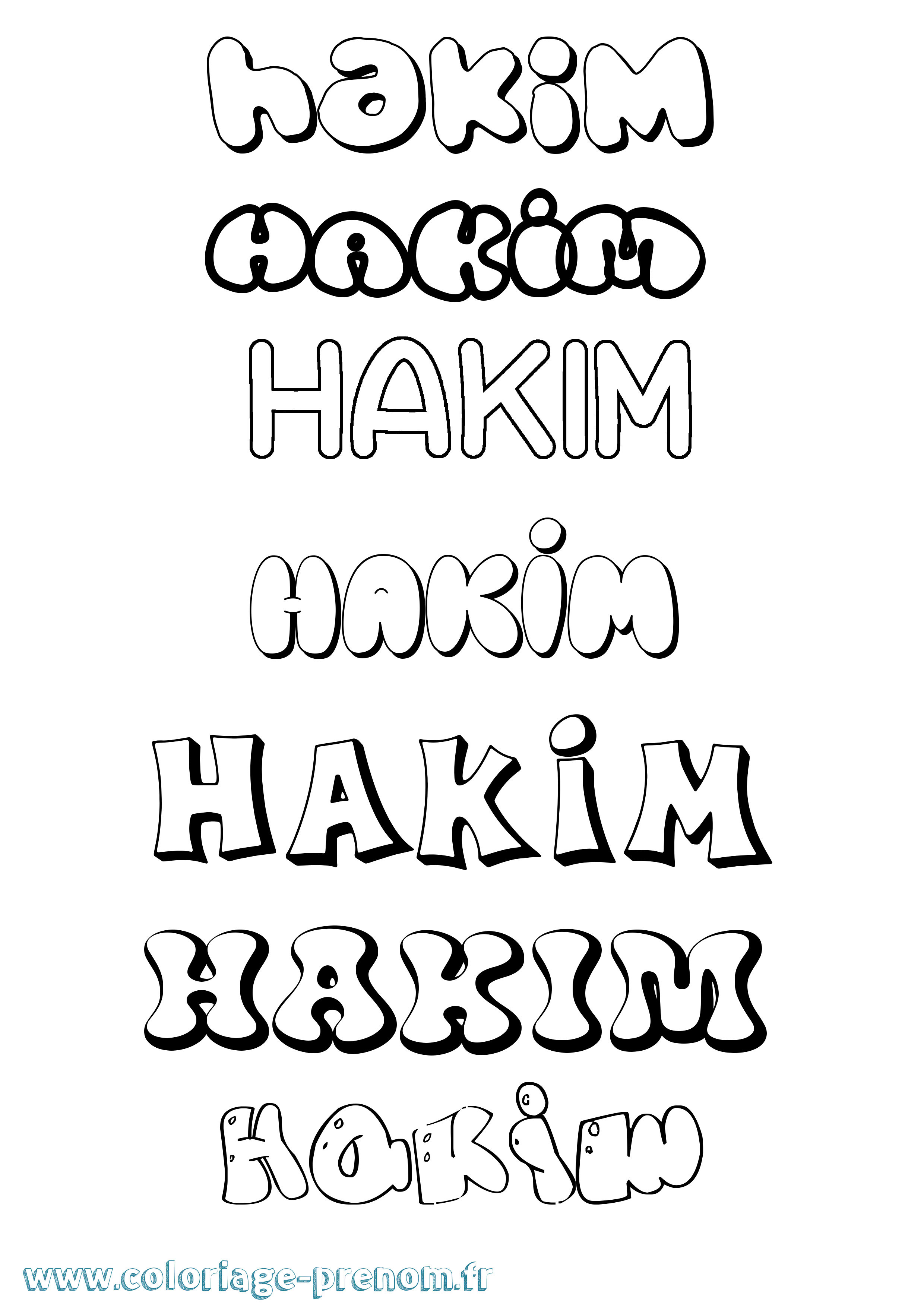 Coloriage prénom Hakim Bubble