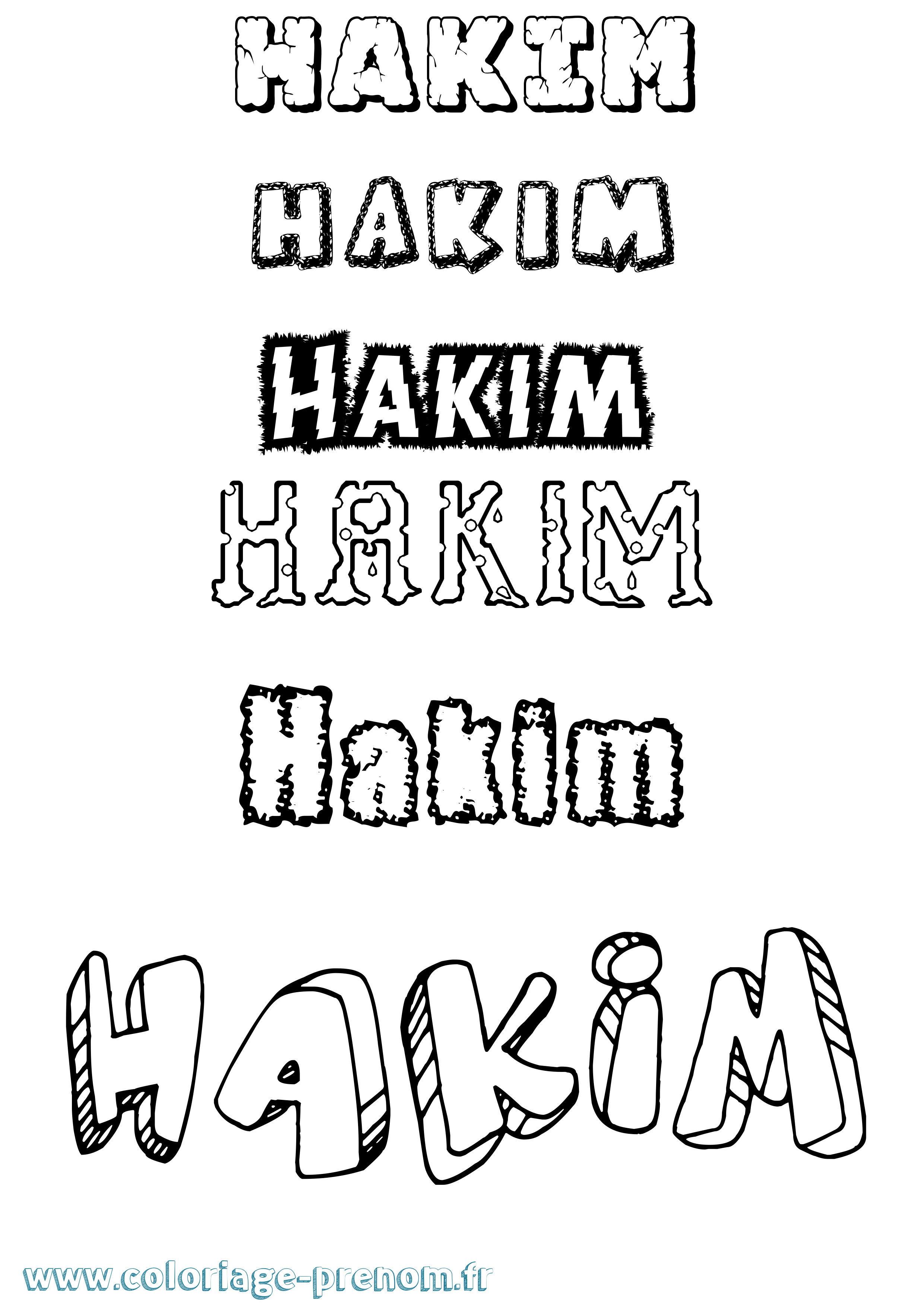 Coloriage prénom Hakim Destructuré