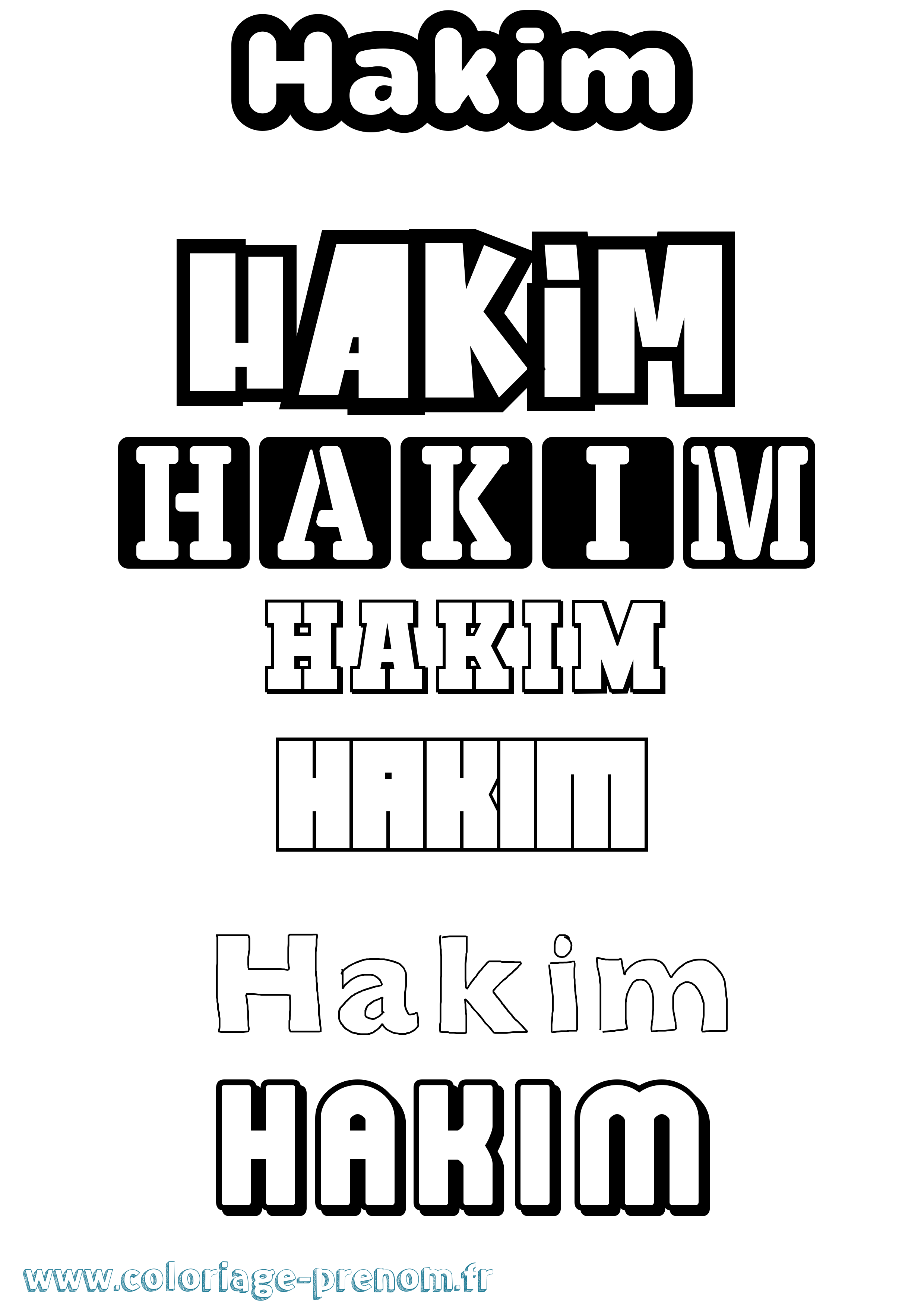 Coloriage prénom Hakim Simple