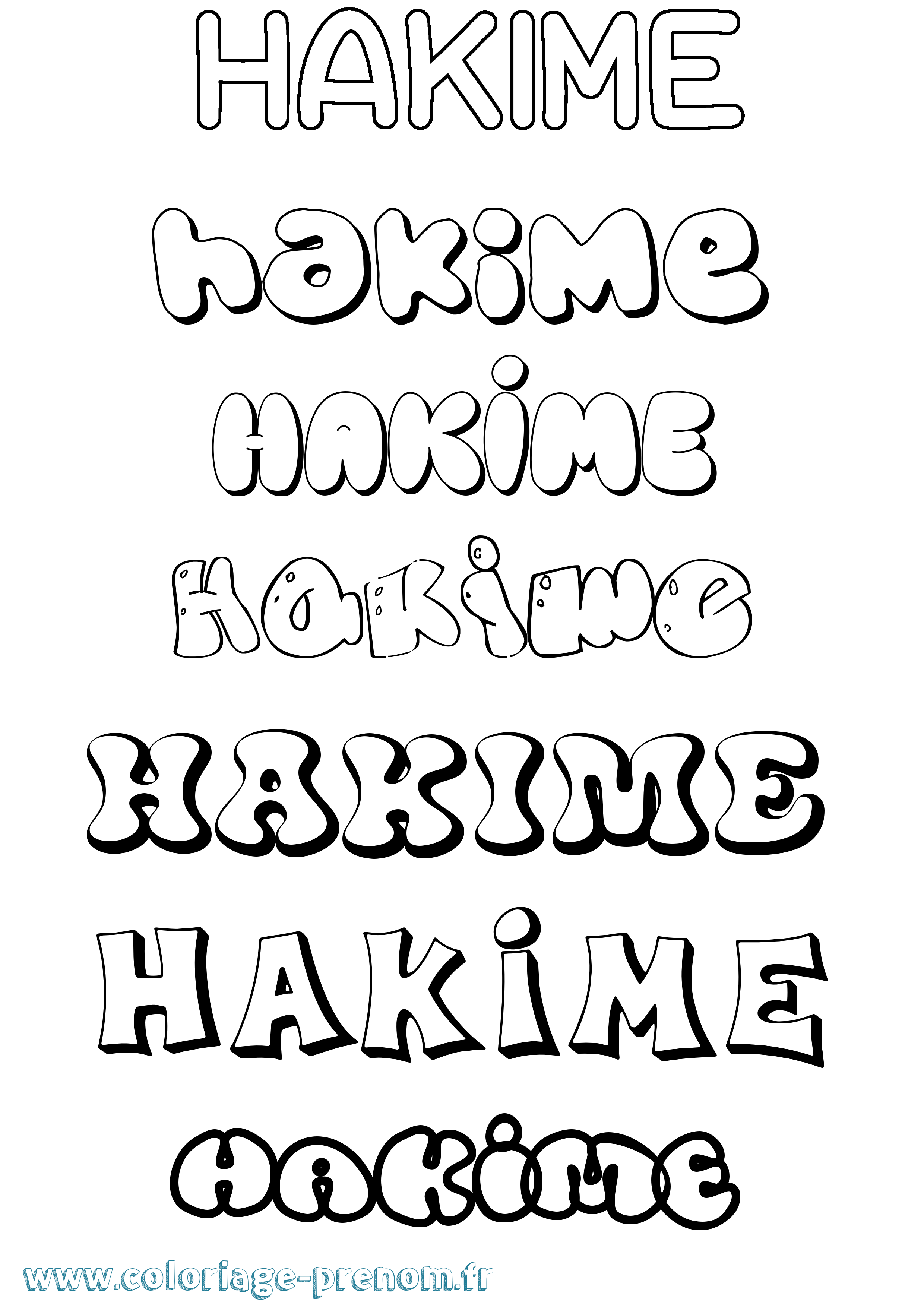Coloriage prénom Hakime Bubble