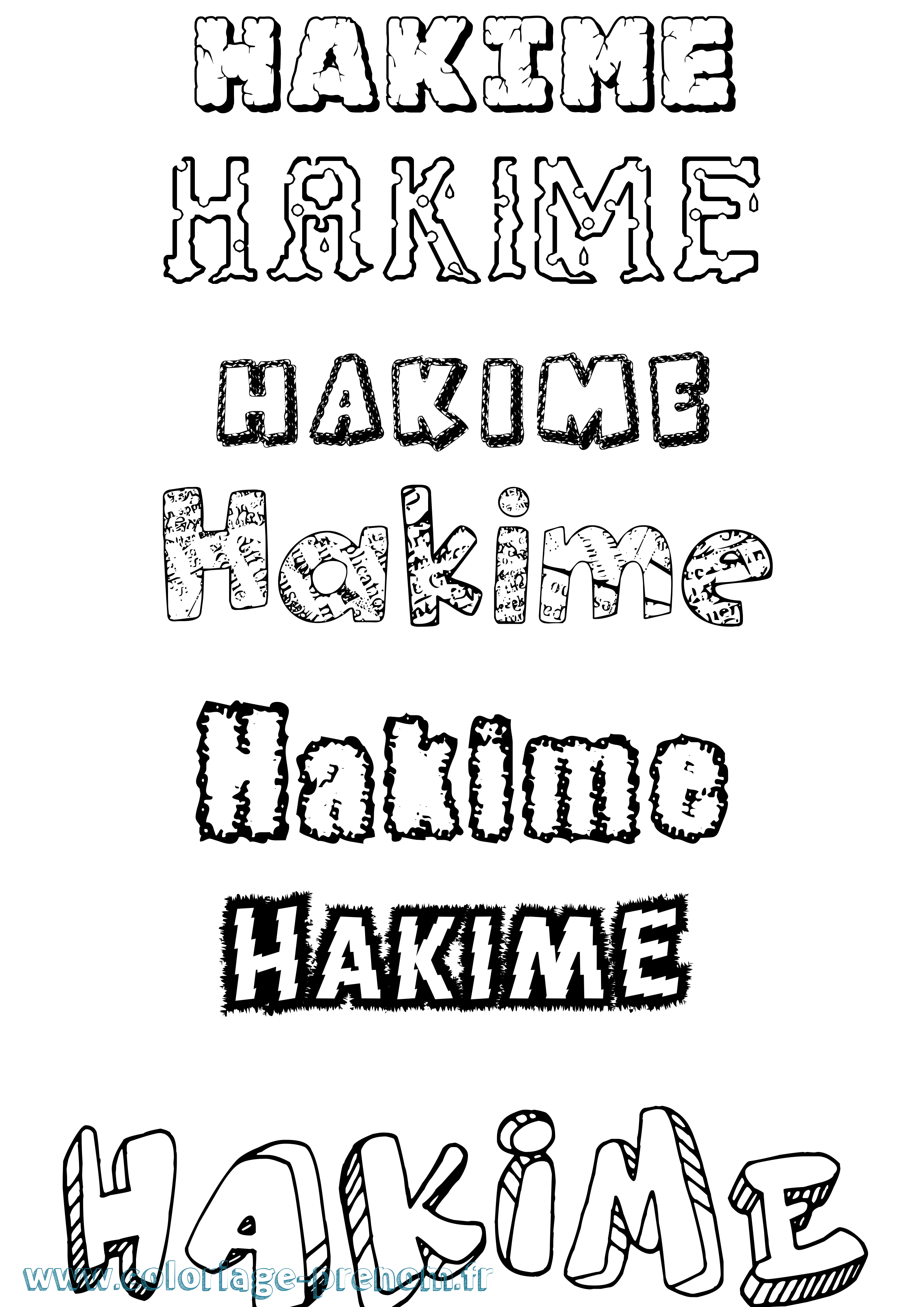 Coloriage prénom Hakime Destructuré