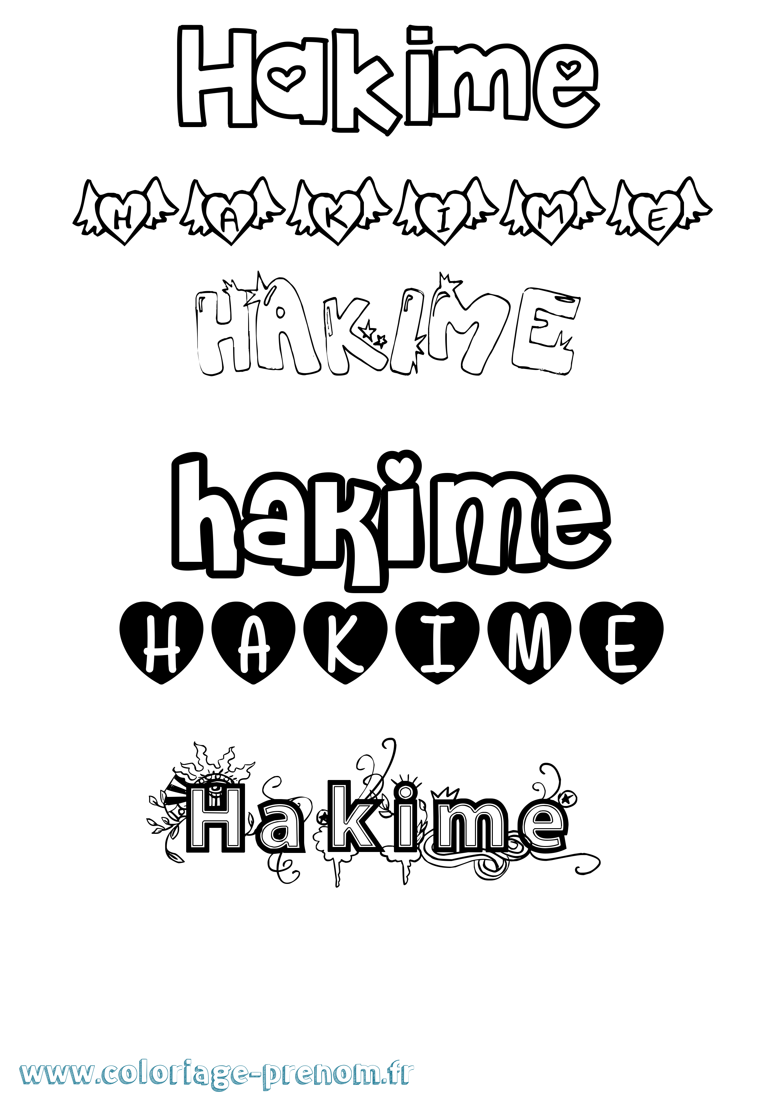 Coloriage prénom Hakime Girly