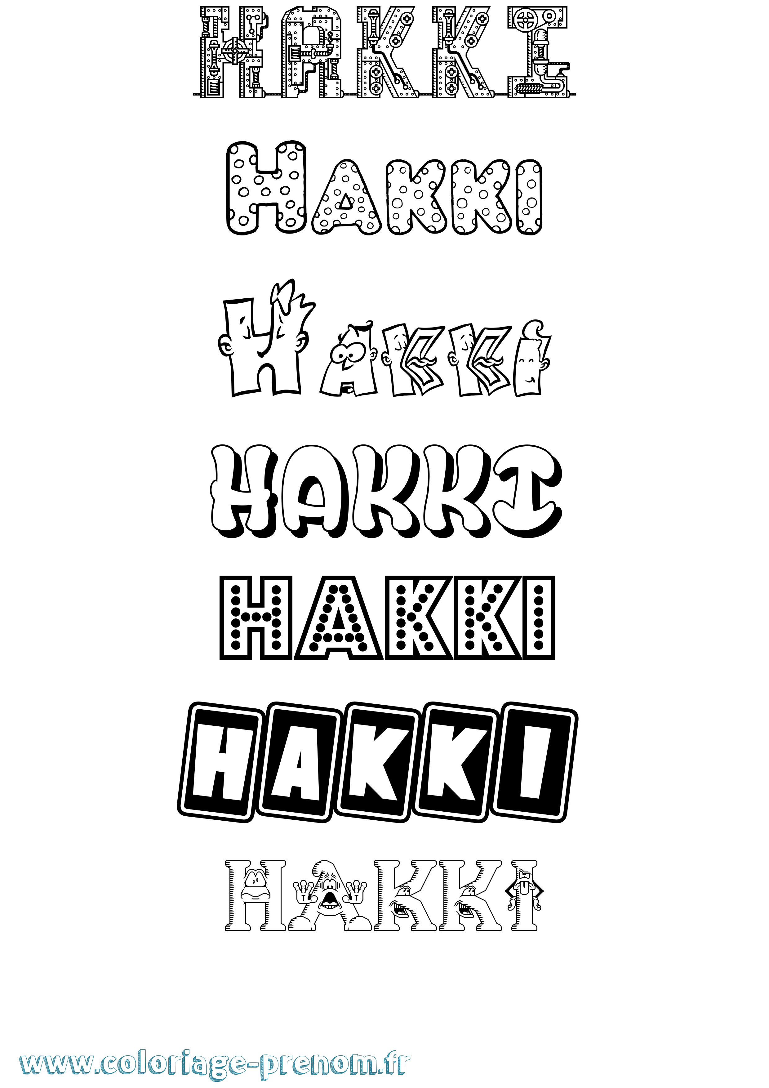 Coloriage prénom Hakki Fun