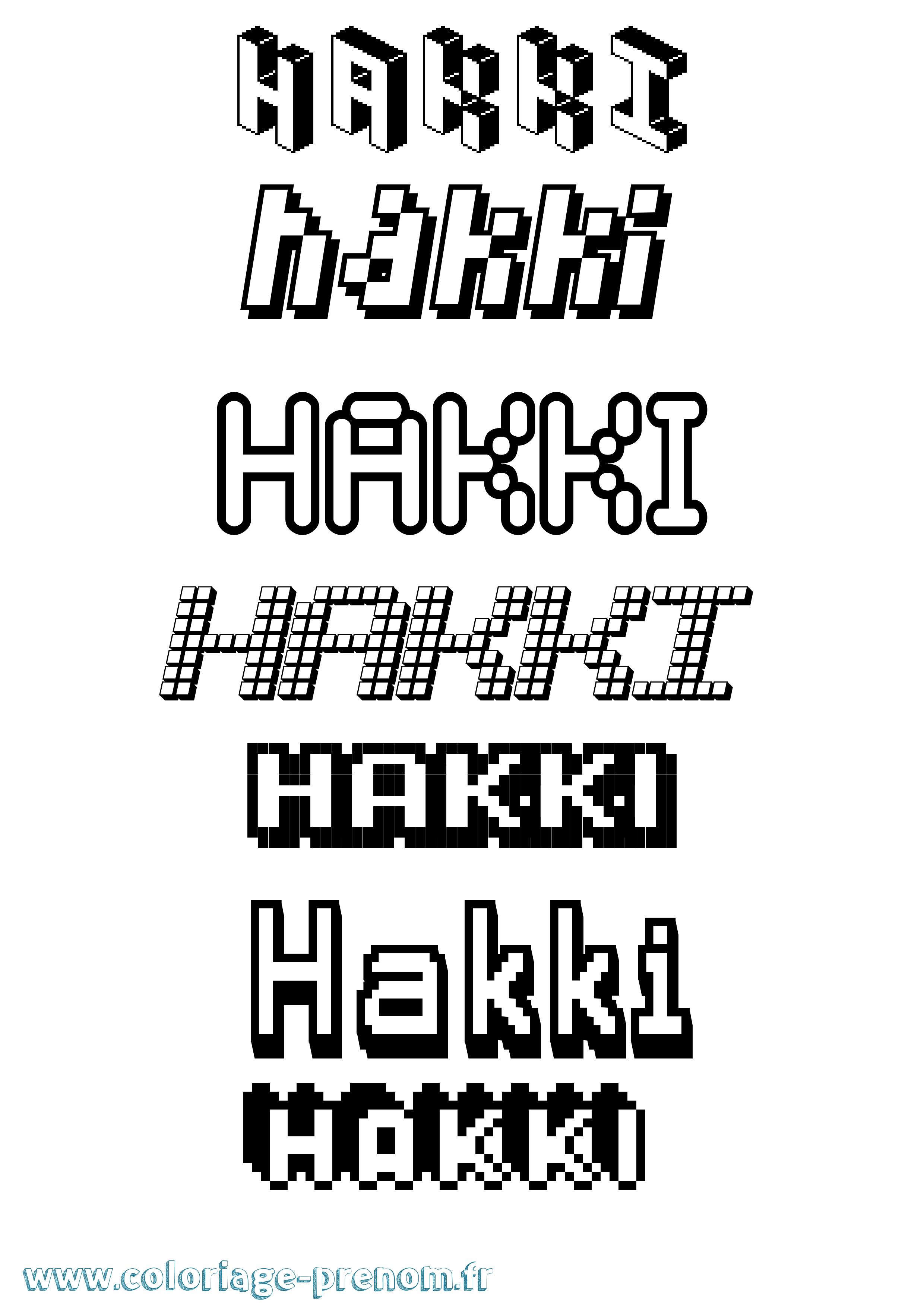 Coloriage prénom Hakki Pixel