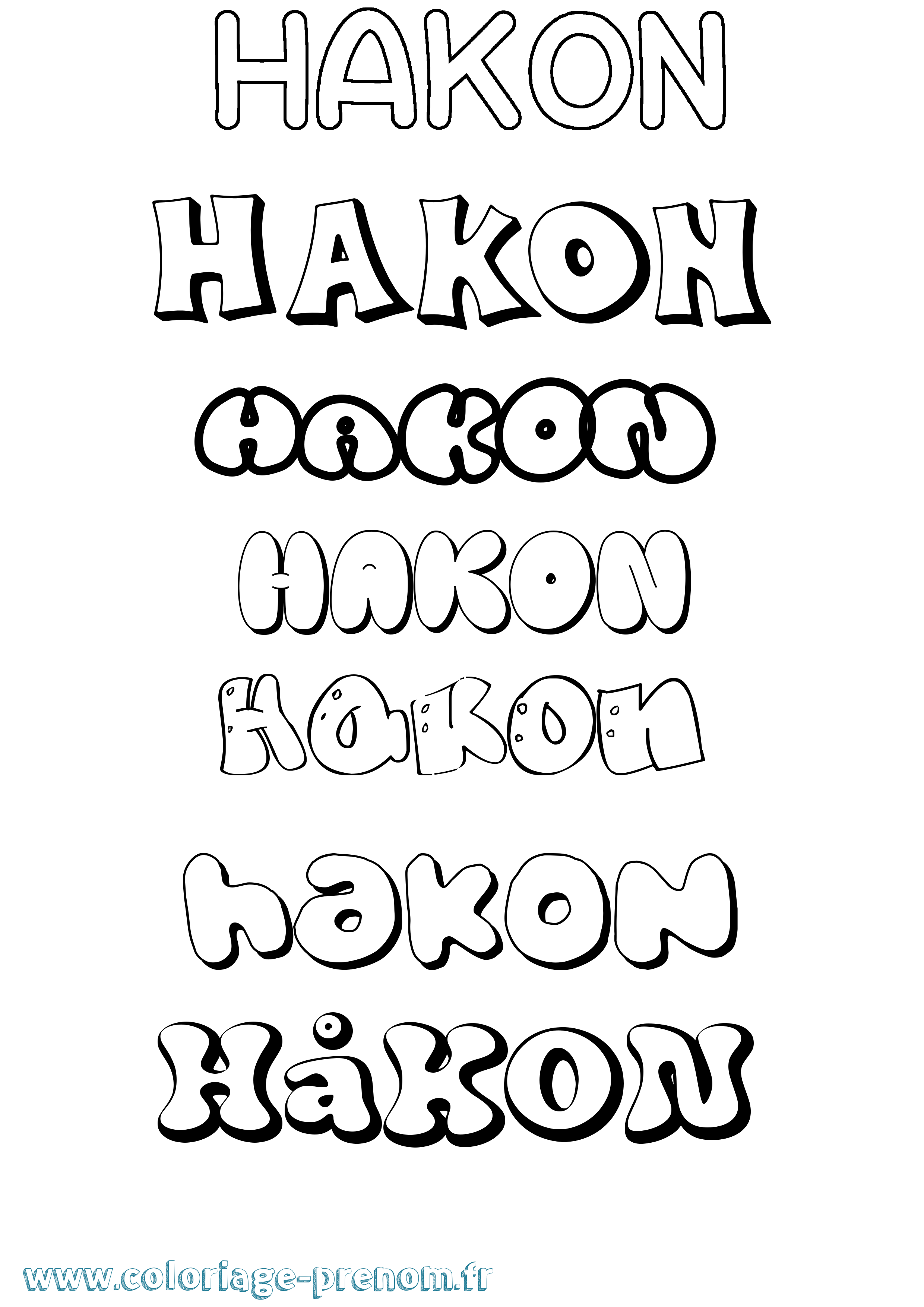 Coloriage prénom Håkon Bubble