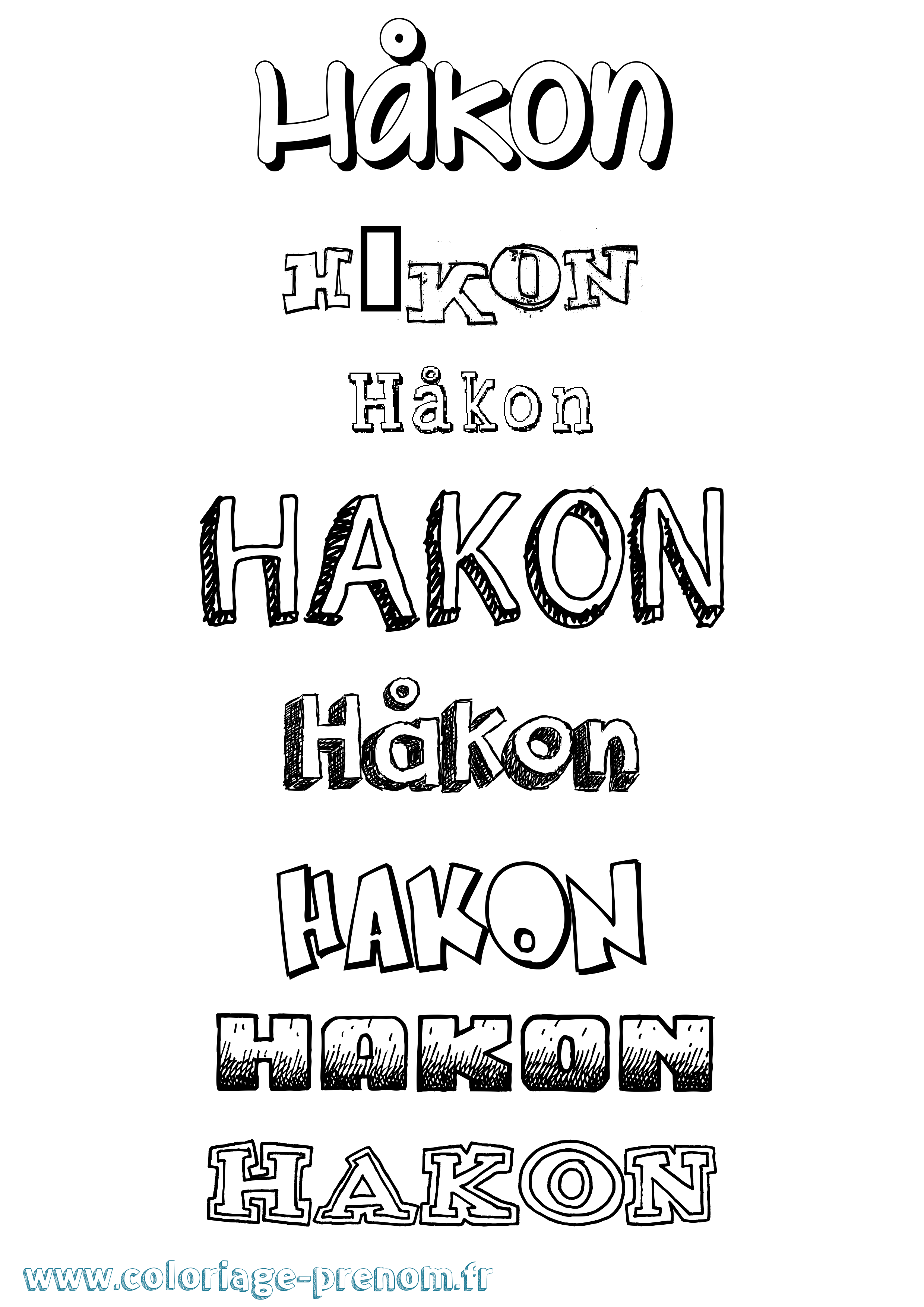 Coloriage prénom Håkon Dessiné