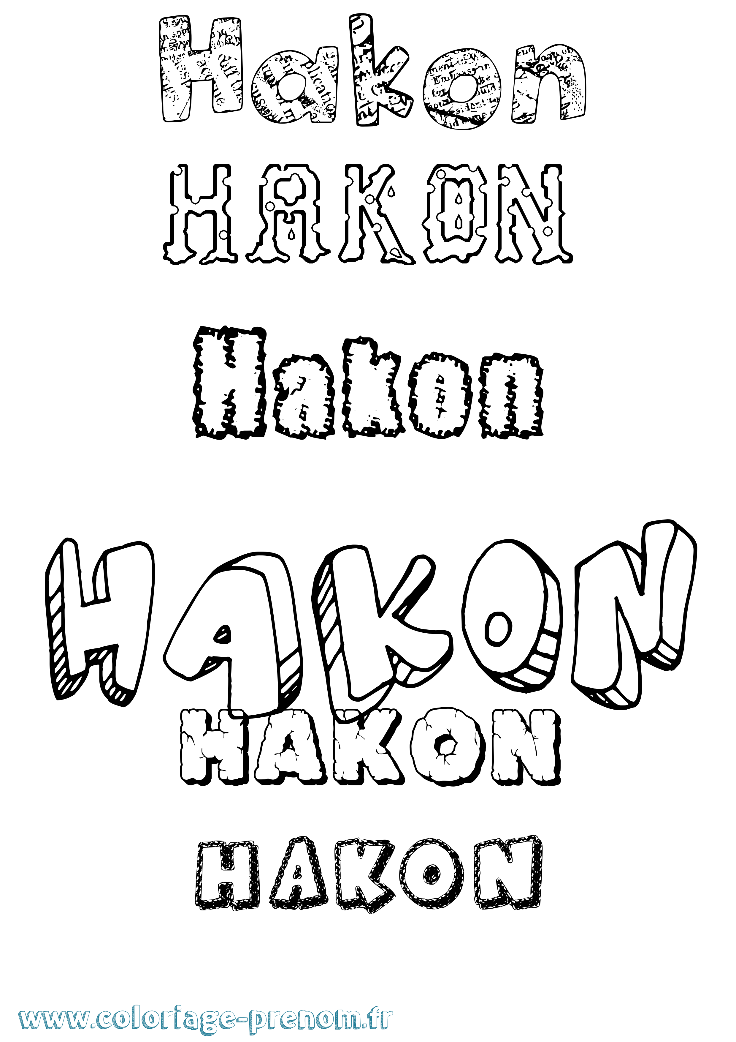 Coloriage prénom Håkon Destructuré