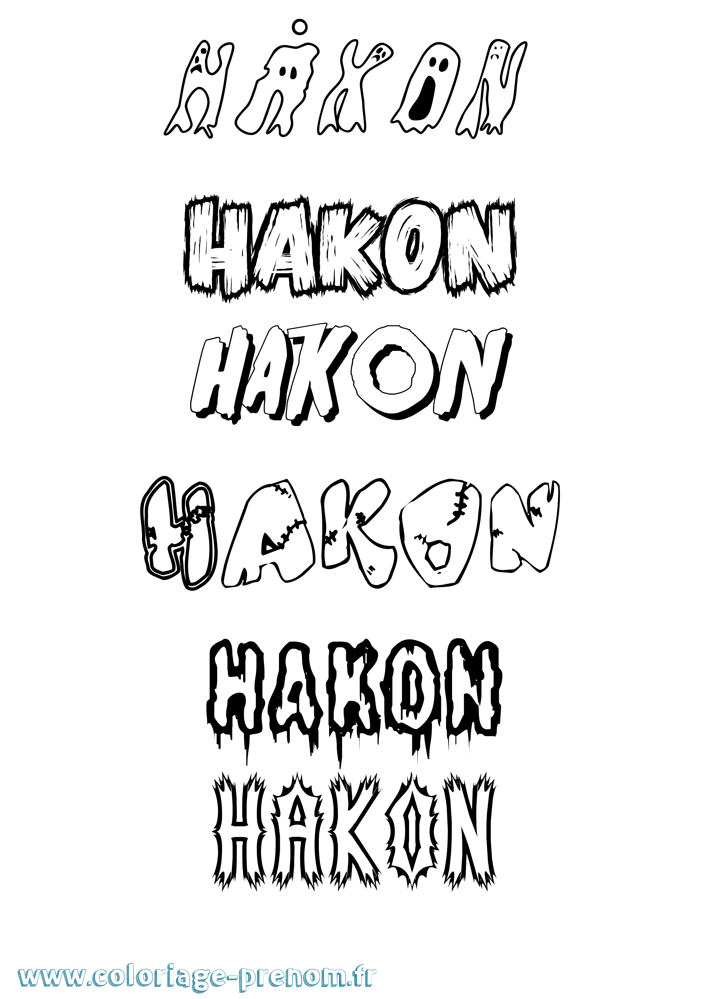 Coloriage prénom Håkon Frisson