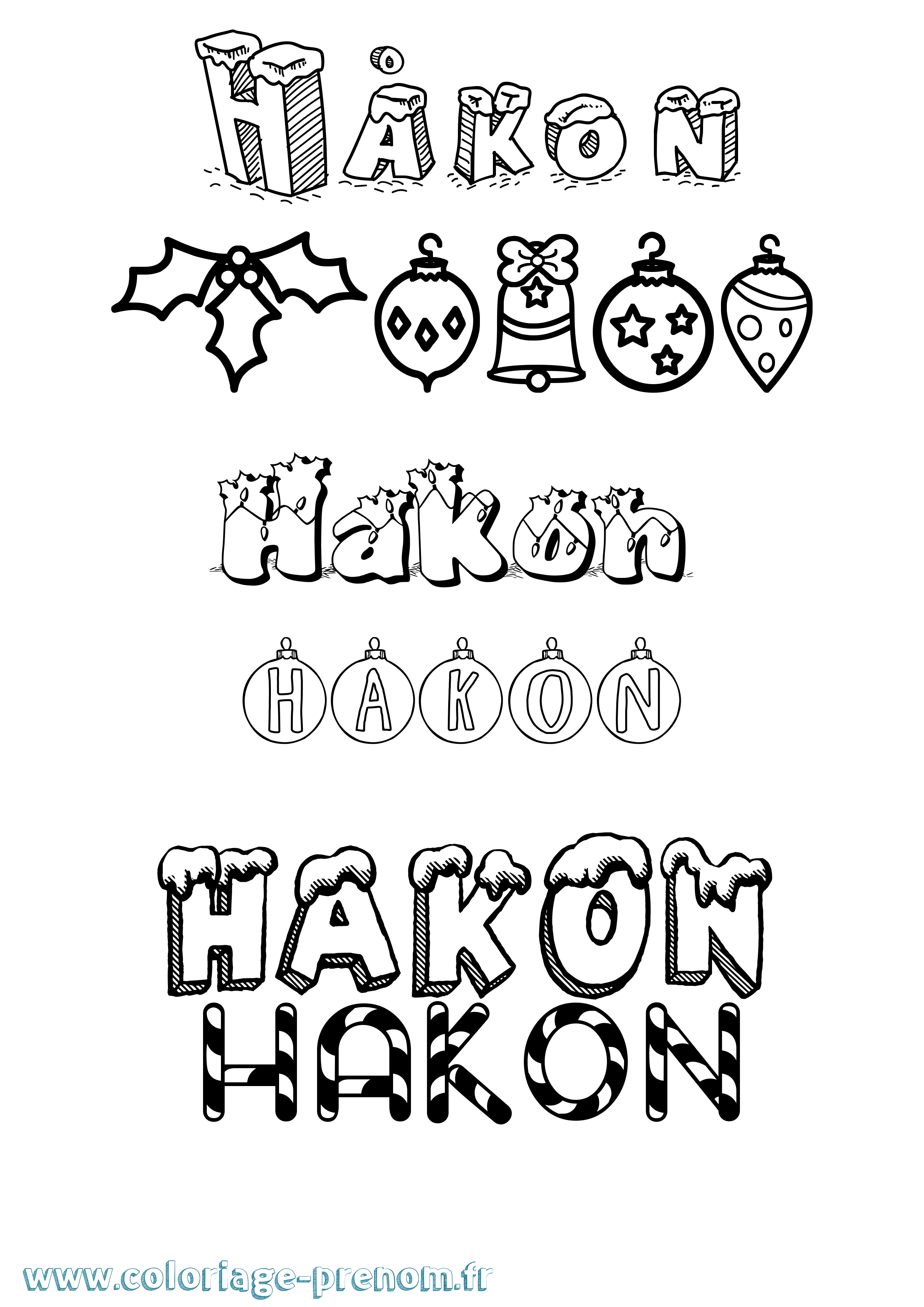Coloriage prénom Håkon Noël