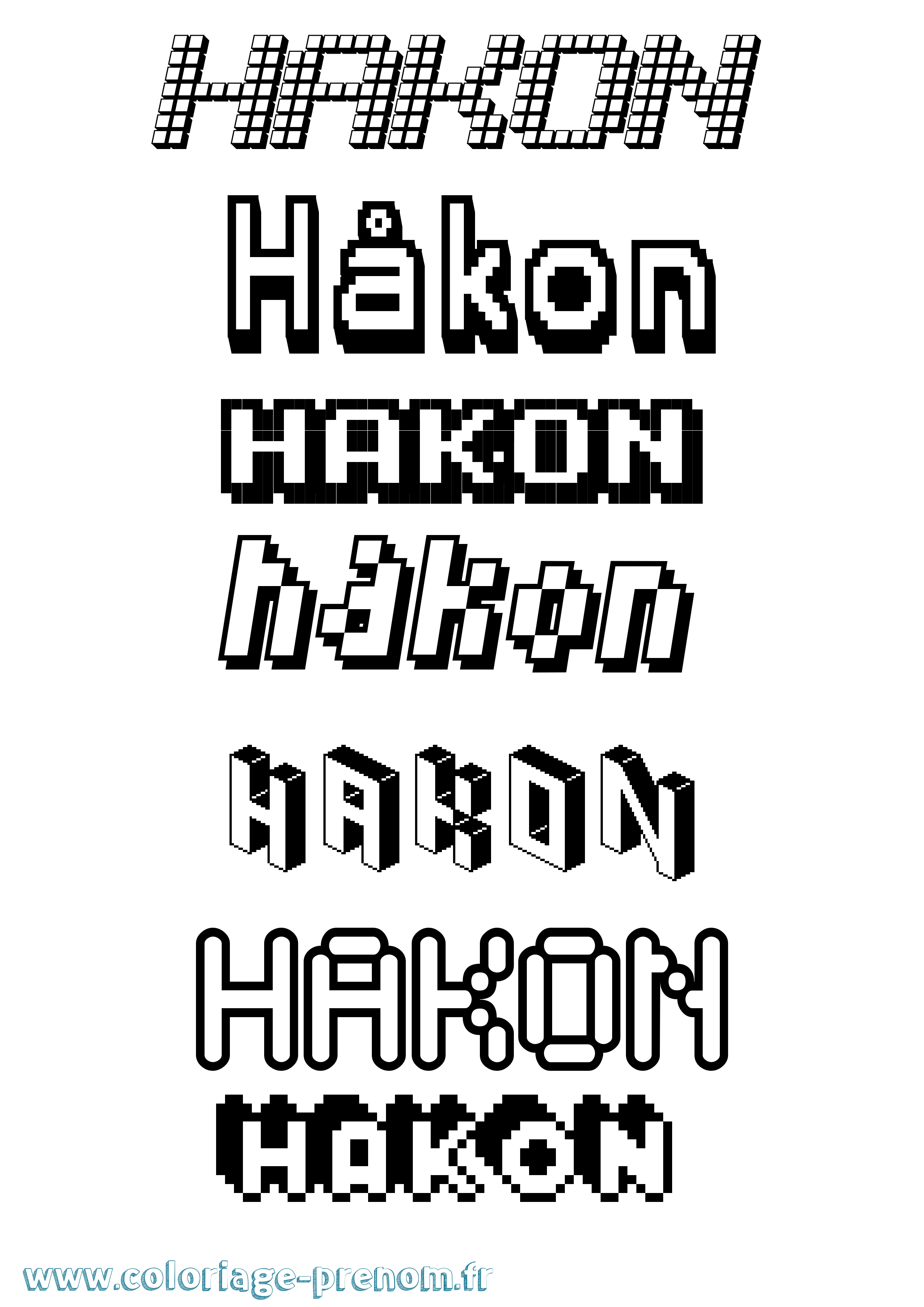 Coloriage prénom Håkon Pixel
