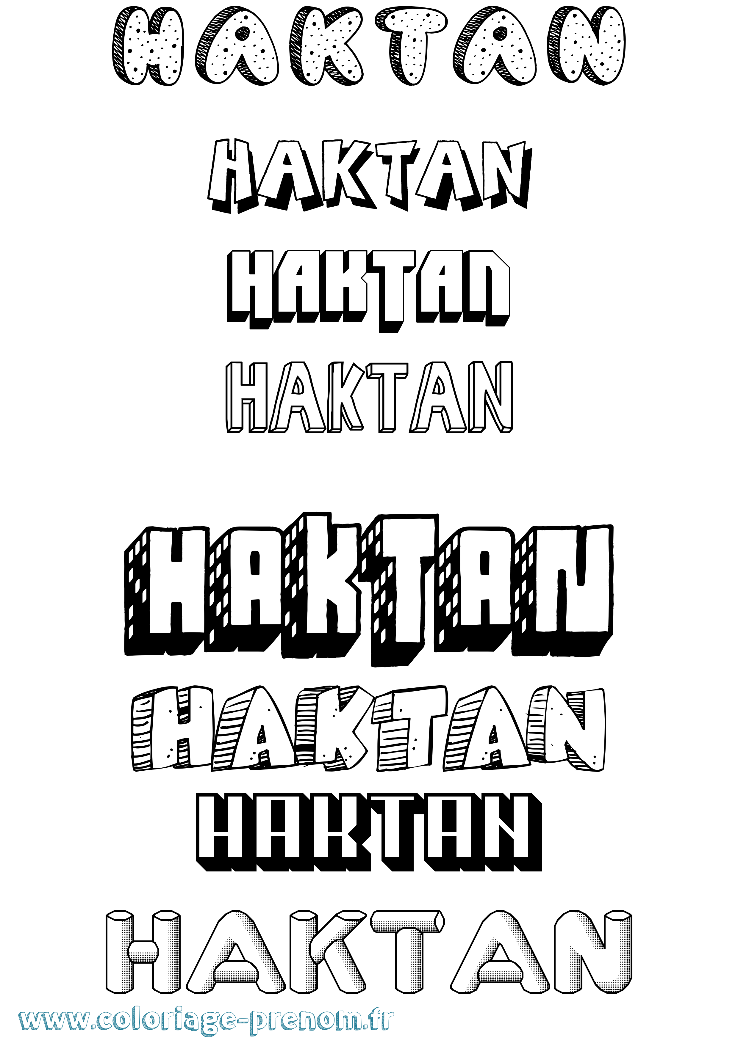 Coloriage Haktan Effet 3D Coloriage prénom Haktan Effet 3D