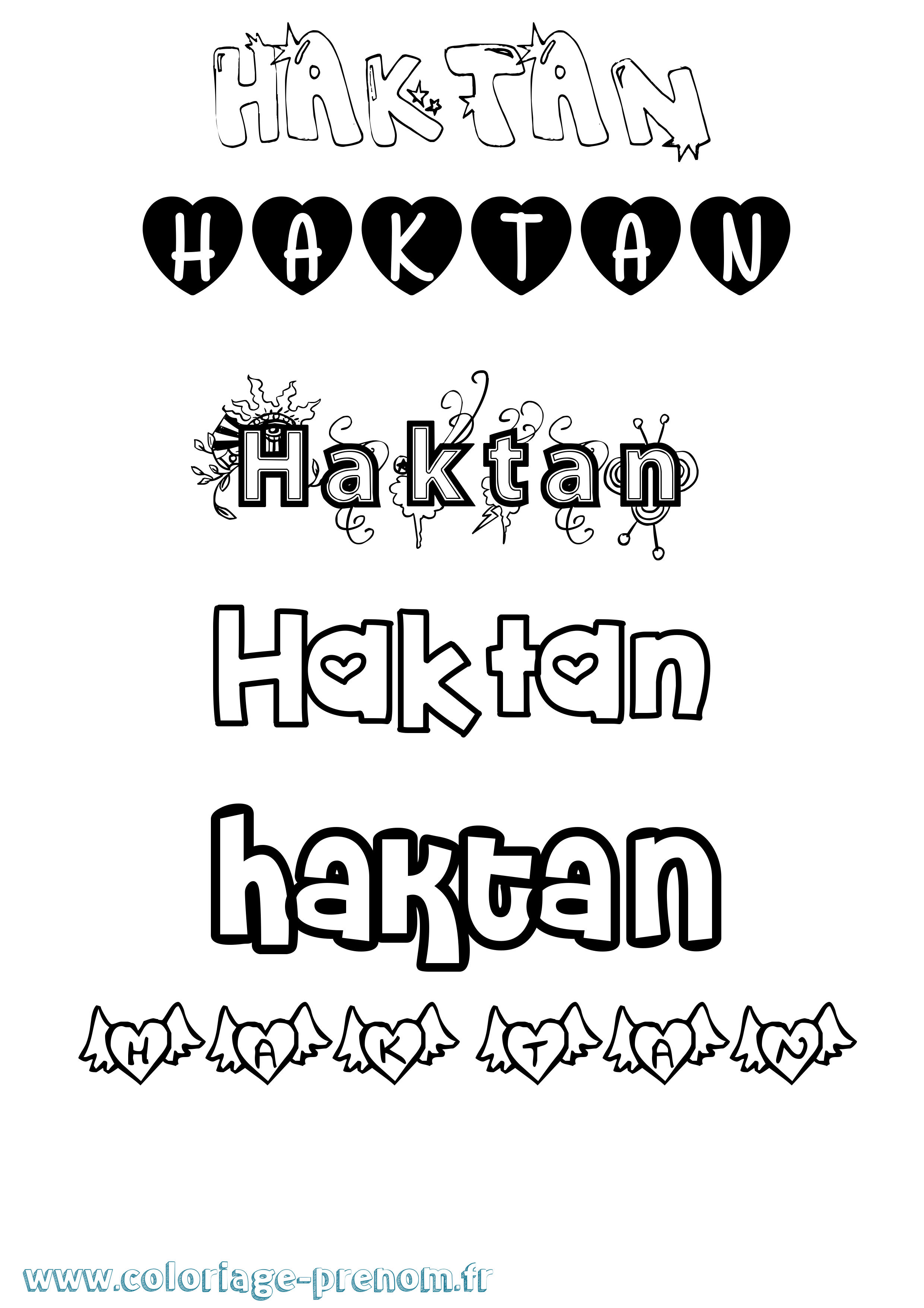 Coloriage Haktan Girly Coloriage prénom Haktan Girly