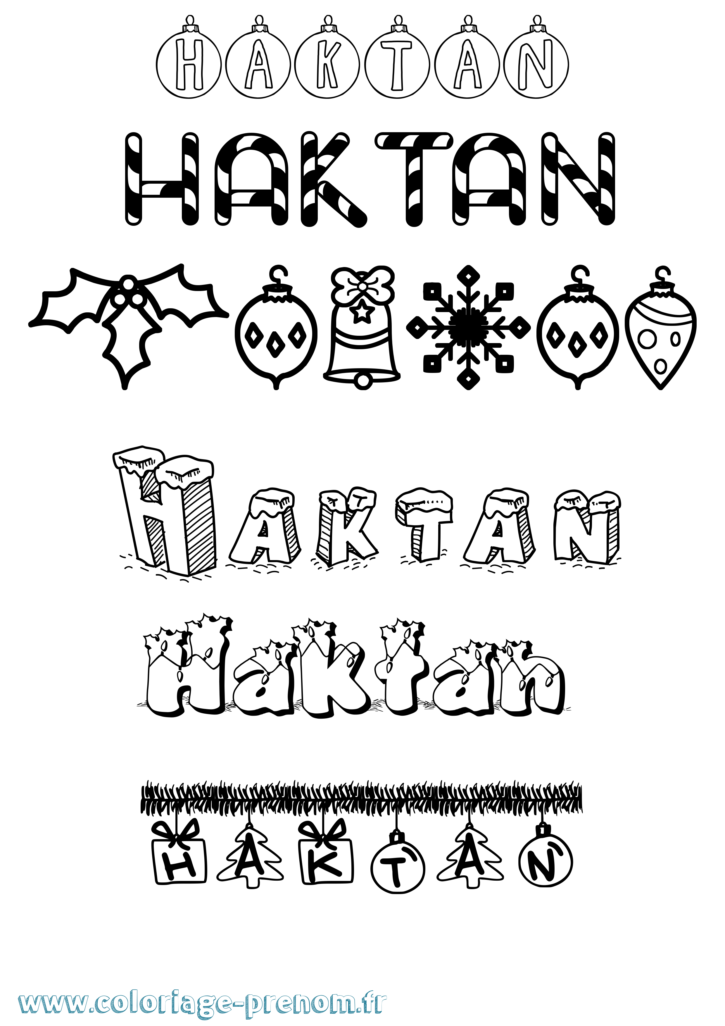 Coloriage Haktan Noël Coloriage prénom Haktan Noël