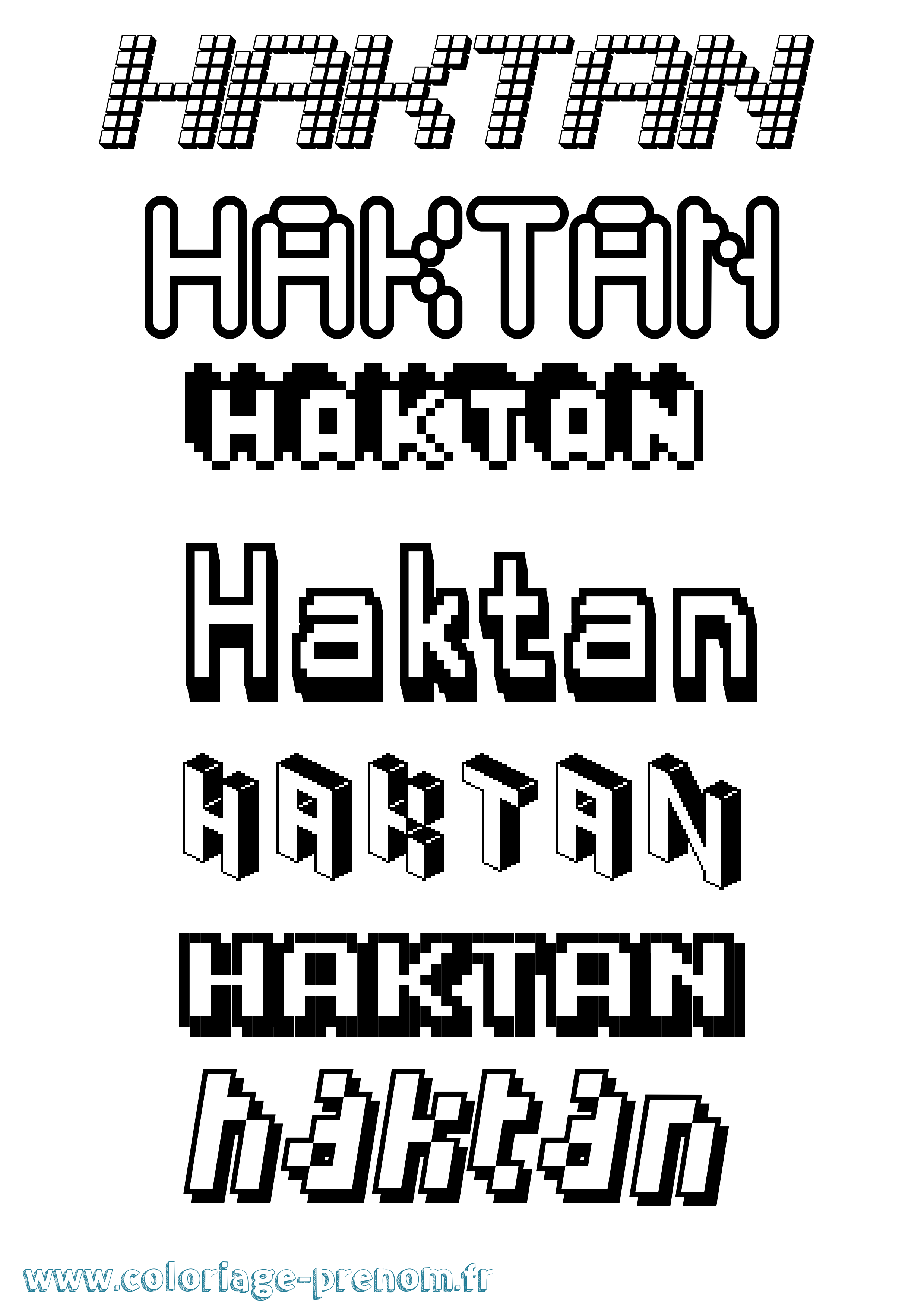 Coloriage prénom Haktan Pixel