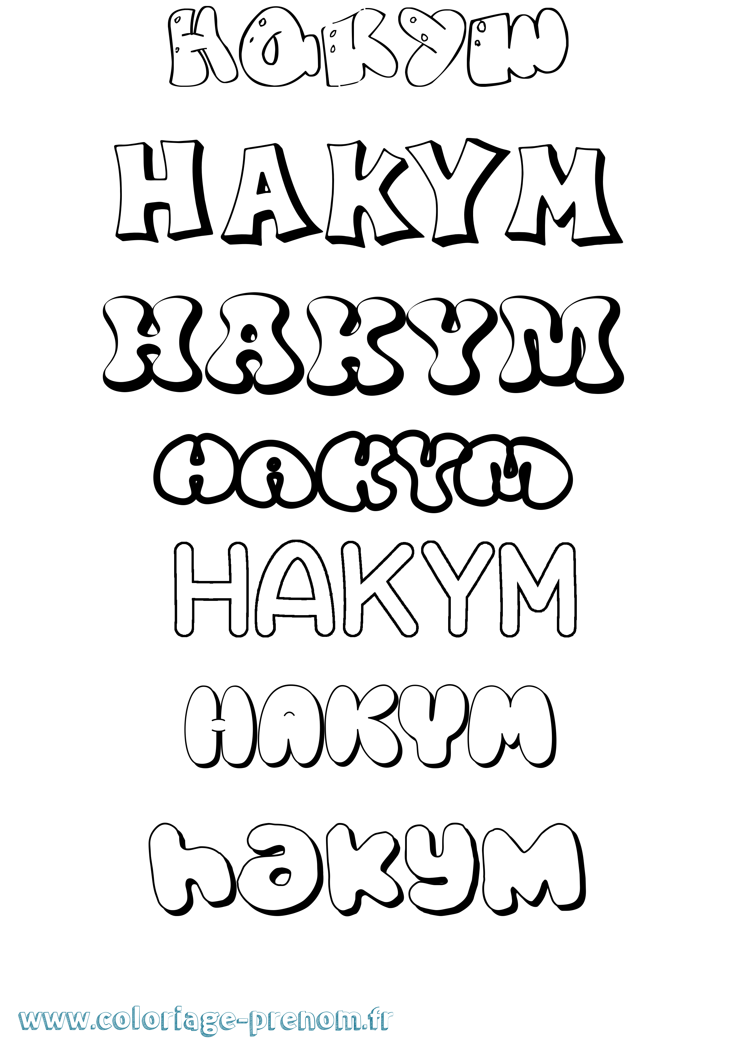 Coloriage prénom Hakym Bubble