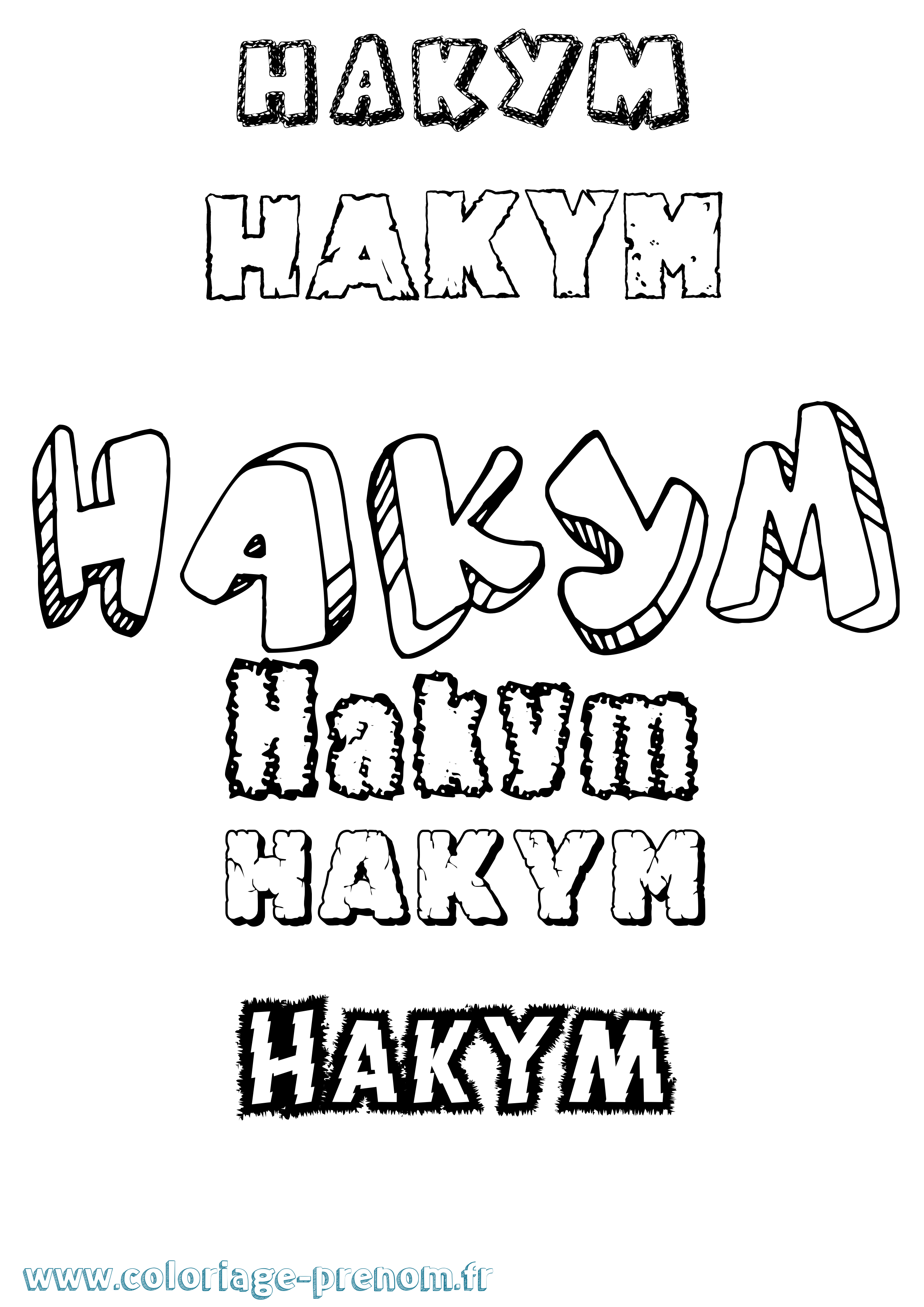 Coloriage prénom Hakym Destructuré
