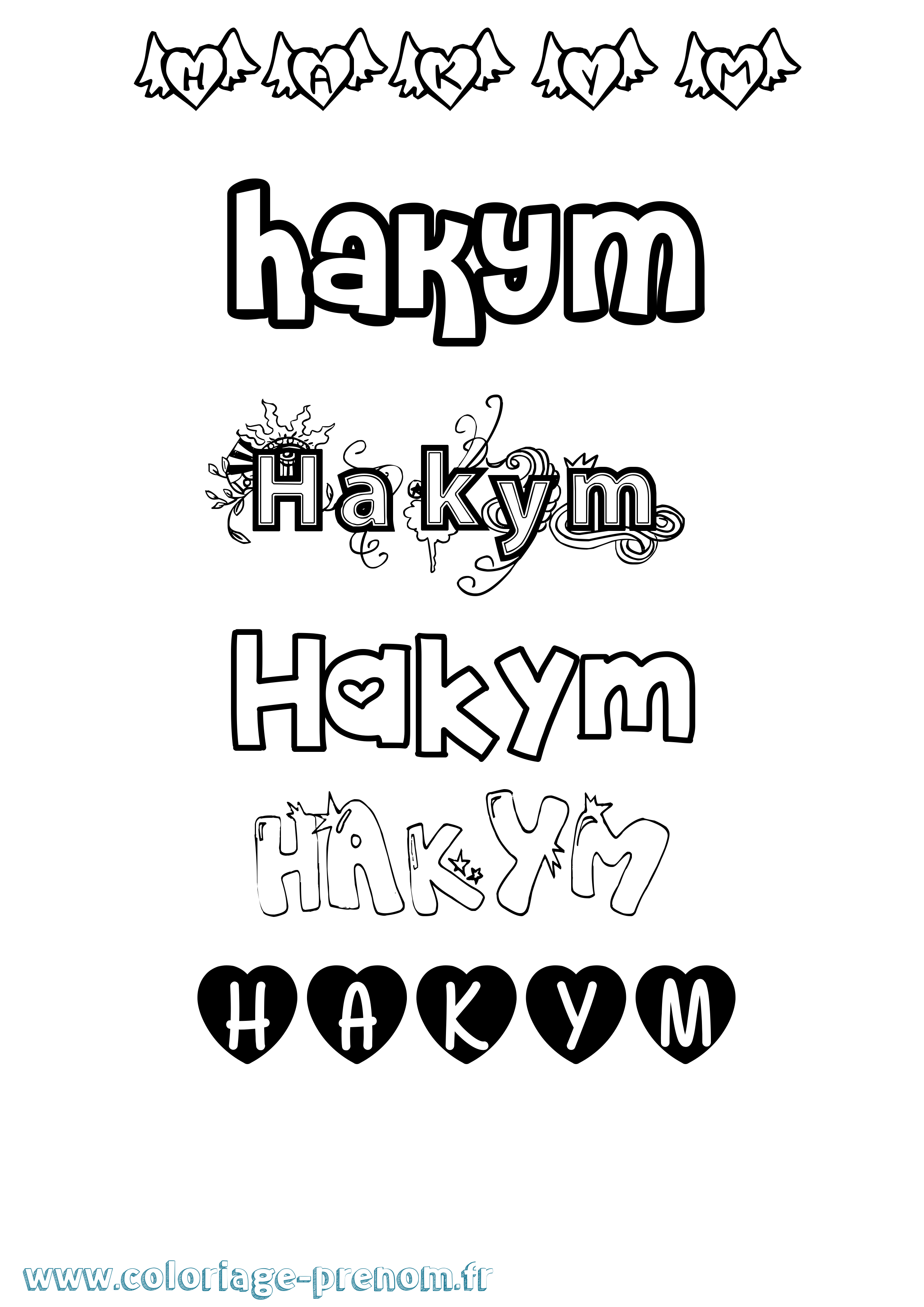 Coloriage prénom Hakym Girly