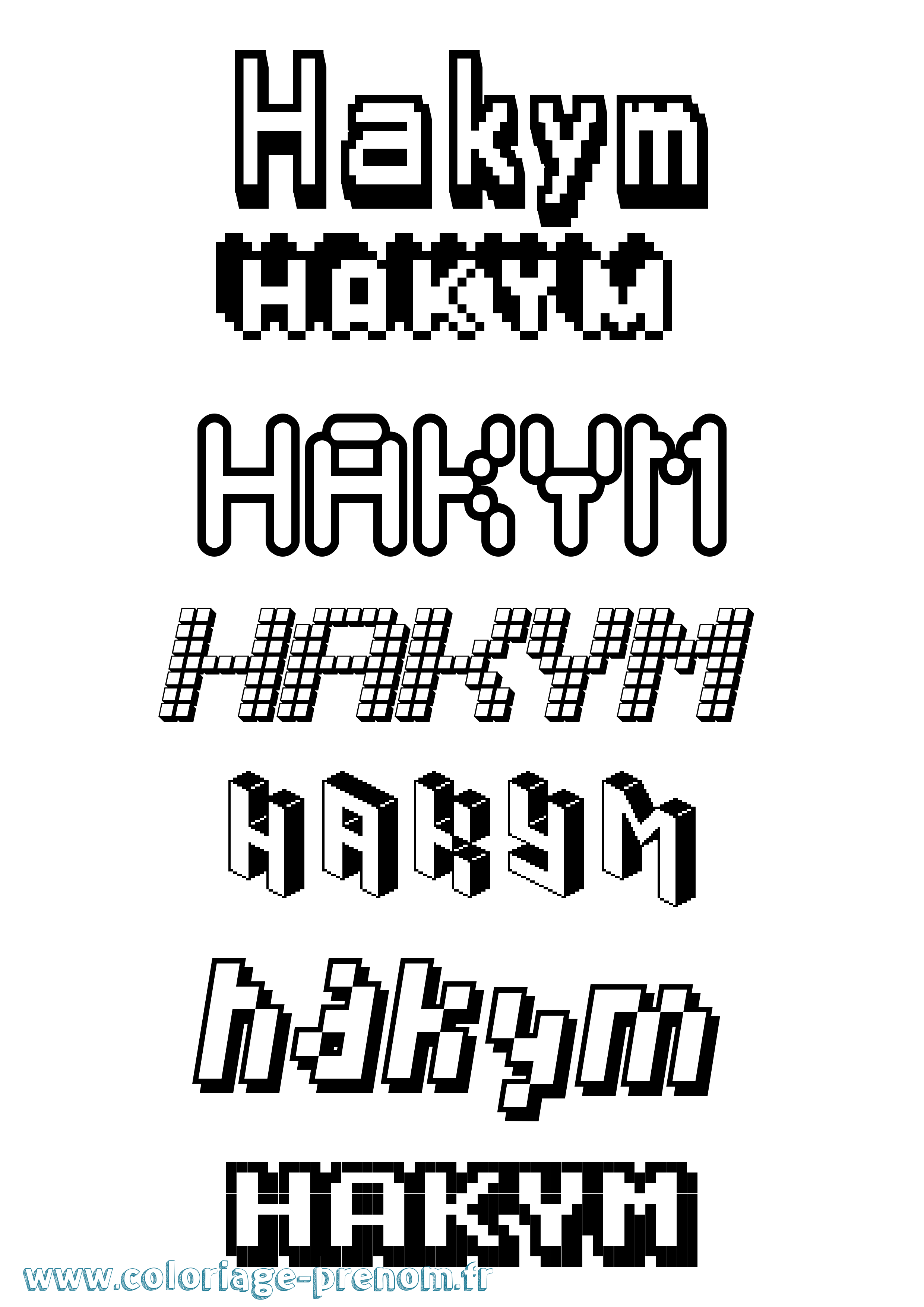 Coloriage prénom Hakym Pixel