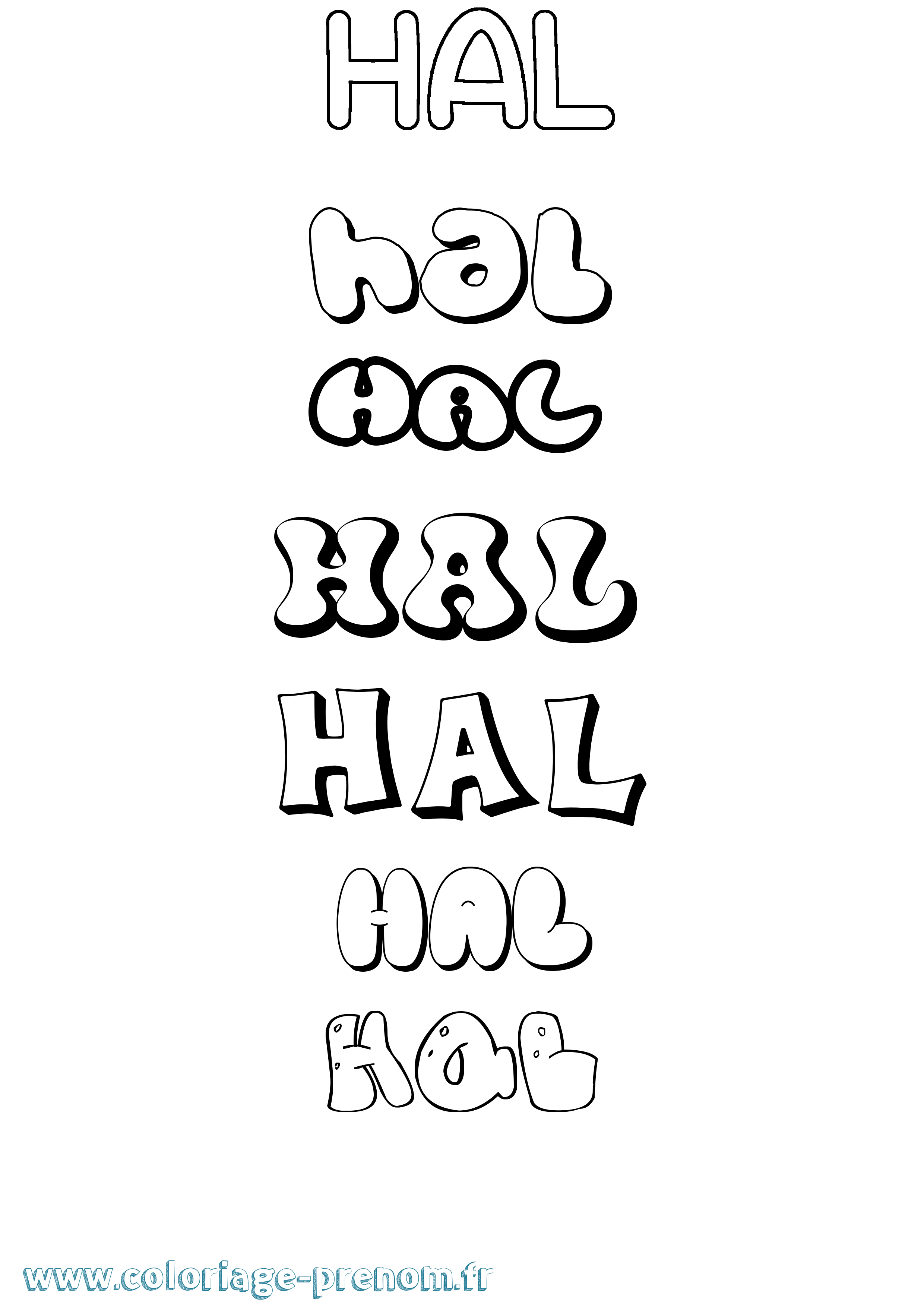 Coloriage Hal Bubble Coloriage prénom Hal Bubble