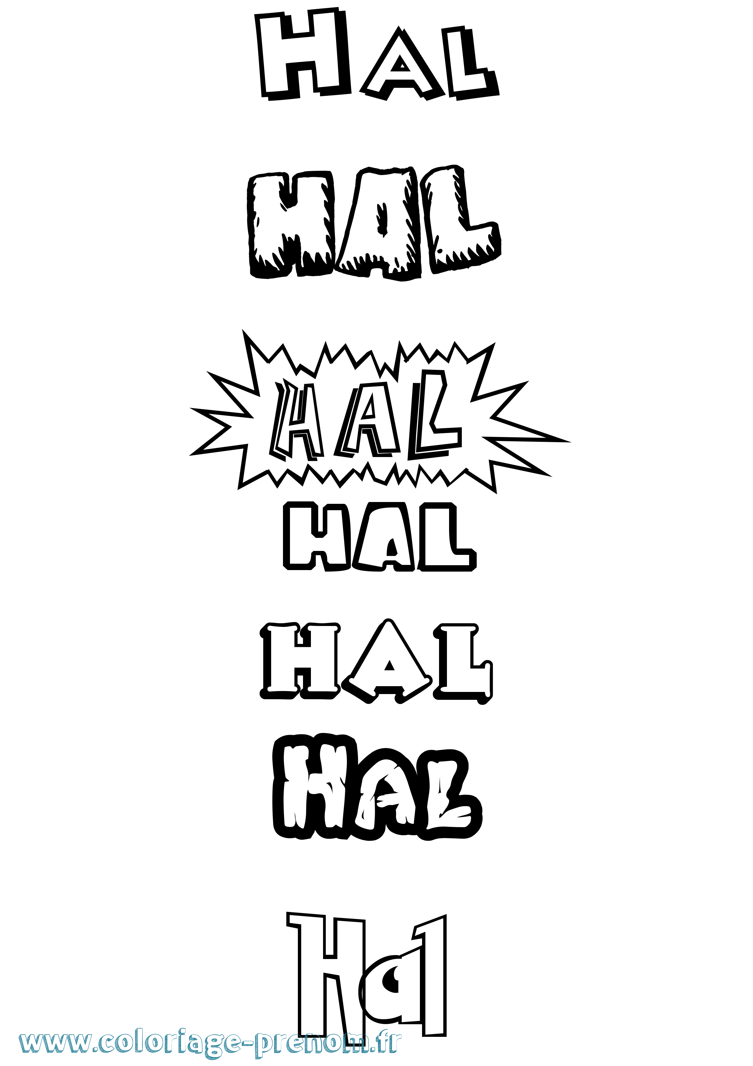 Coloriage Hal Dessin Animé Coloriage prénom Hal Dessin Animé