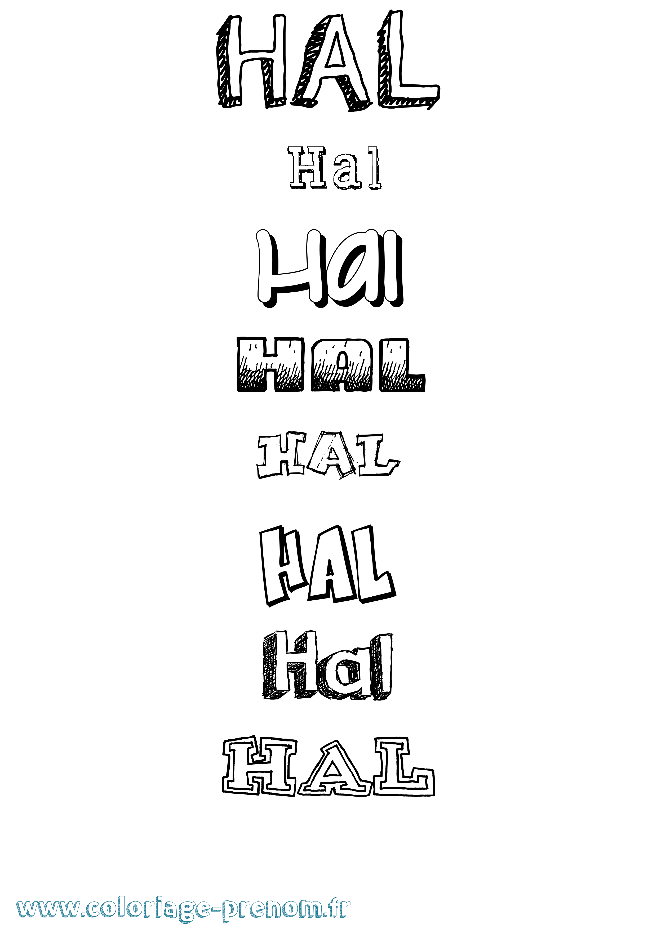 Coloriage Hal Dessiné Coloriage prénom Hal Dessiné
