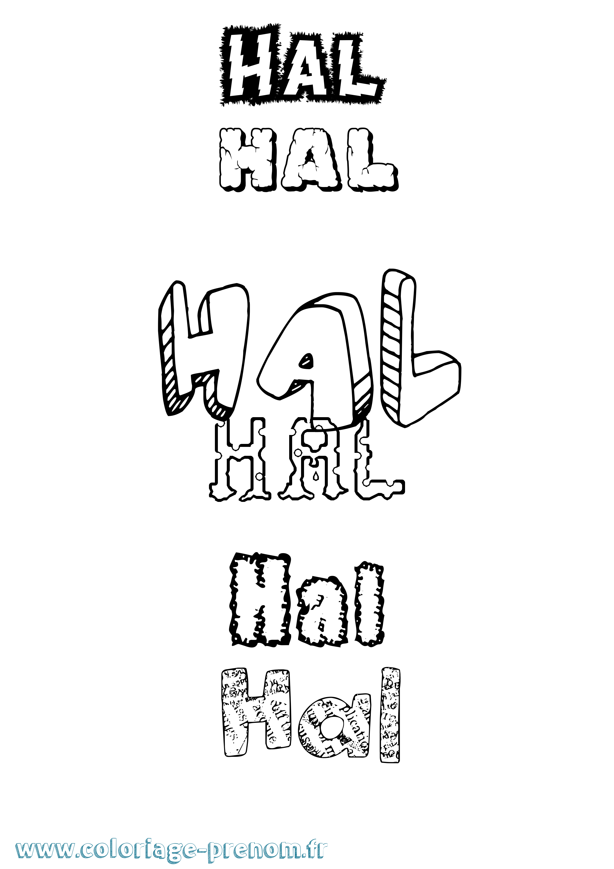 Coloriage Hal Destructuré Coloriage prénom Hal Destructuré