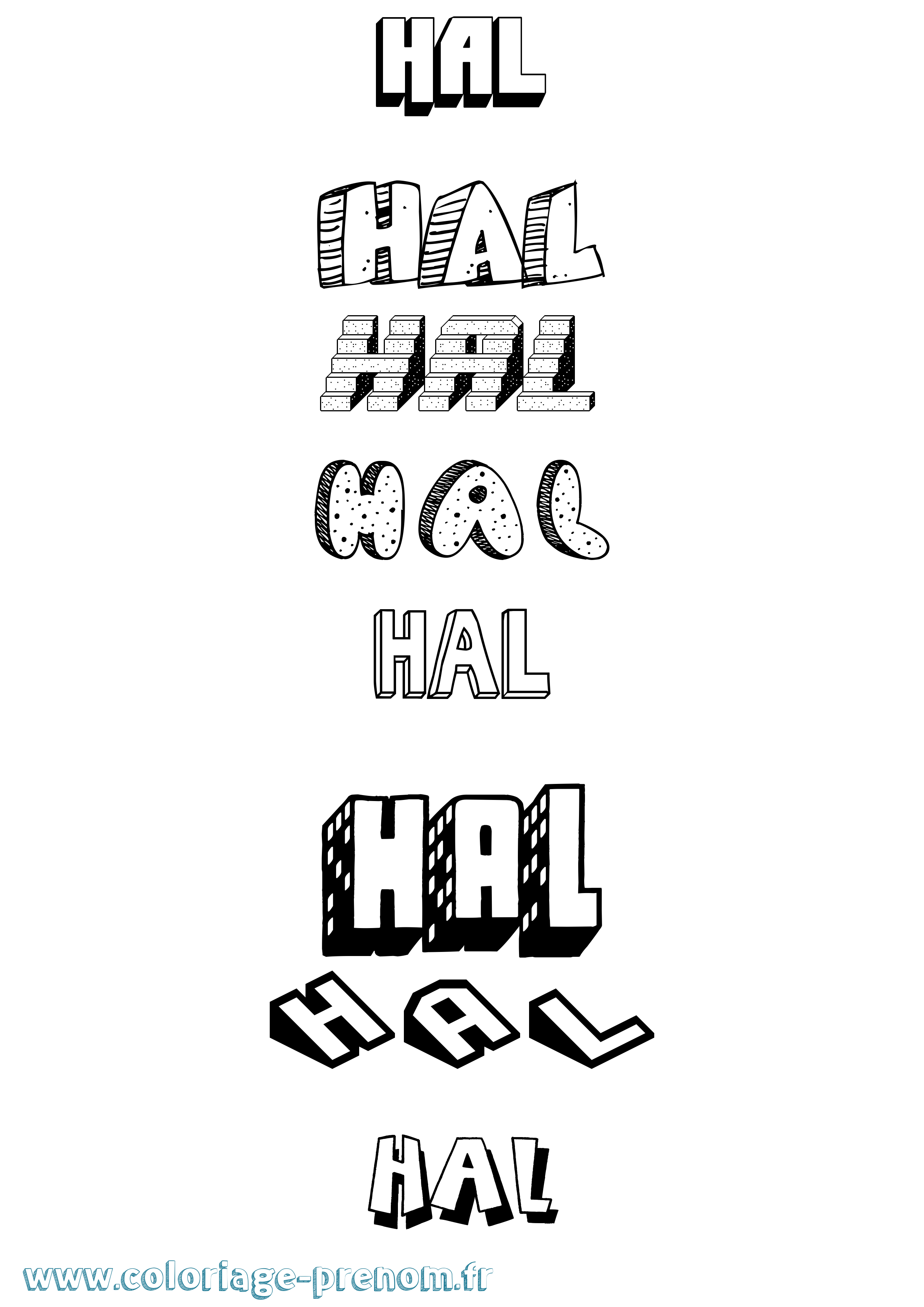 Coloriage Hal Effet 3D Coloriage prénom Hal Effet 3D