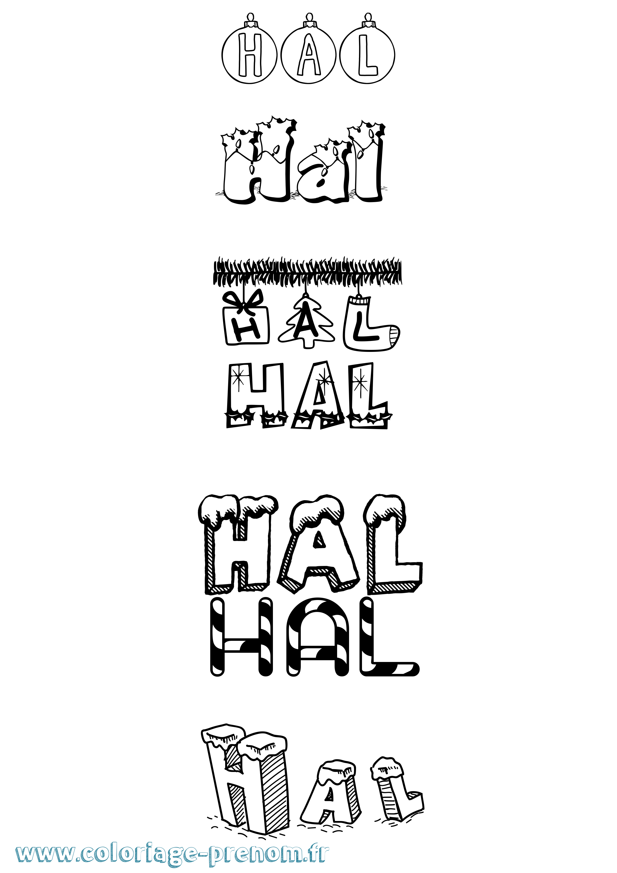 Coloriage Hal Noël Coloriage prénom Hal Noël