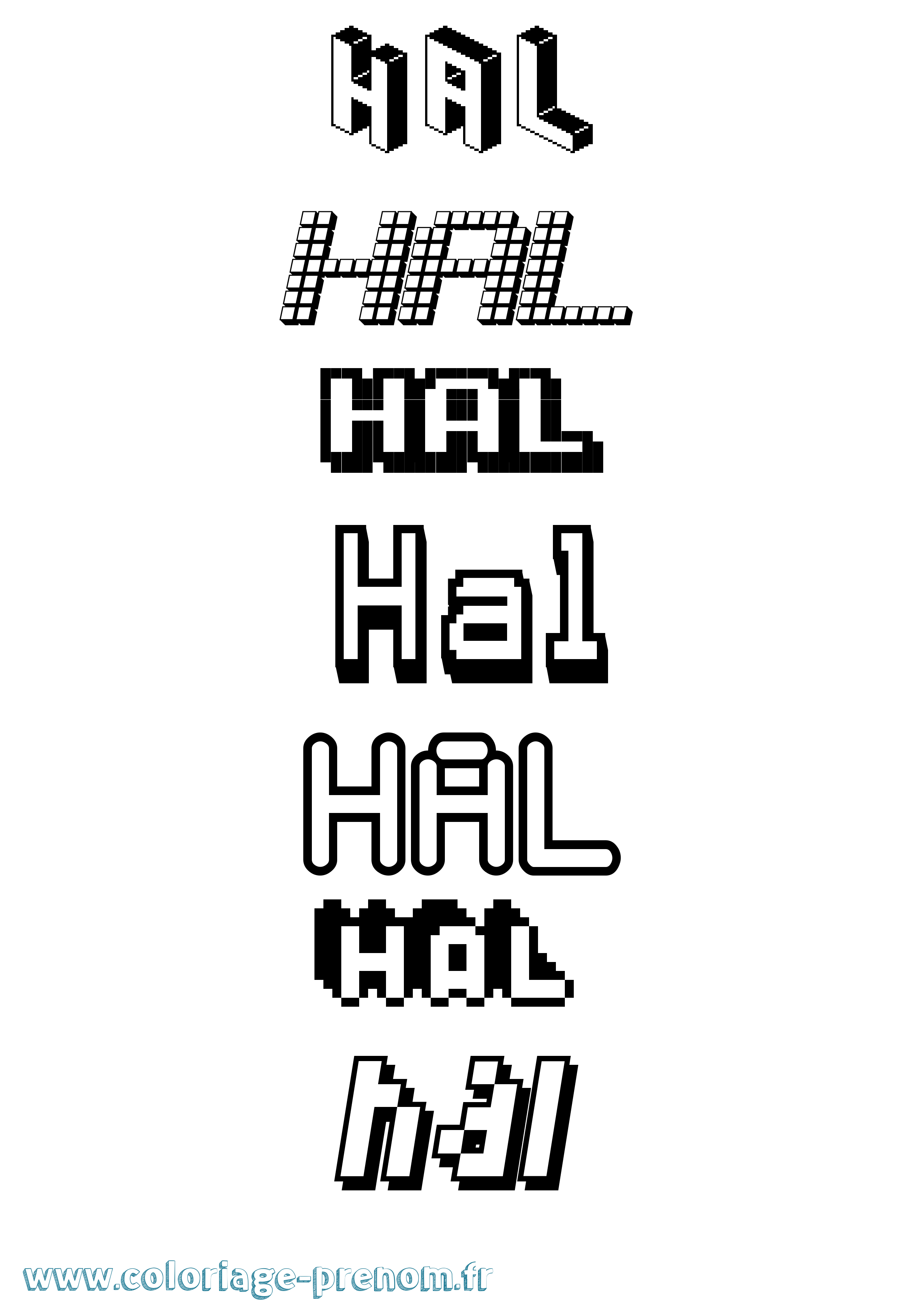 Coloriage Hal Pixel Coloriage prénom Hal Pixel