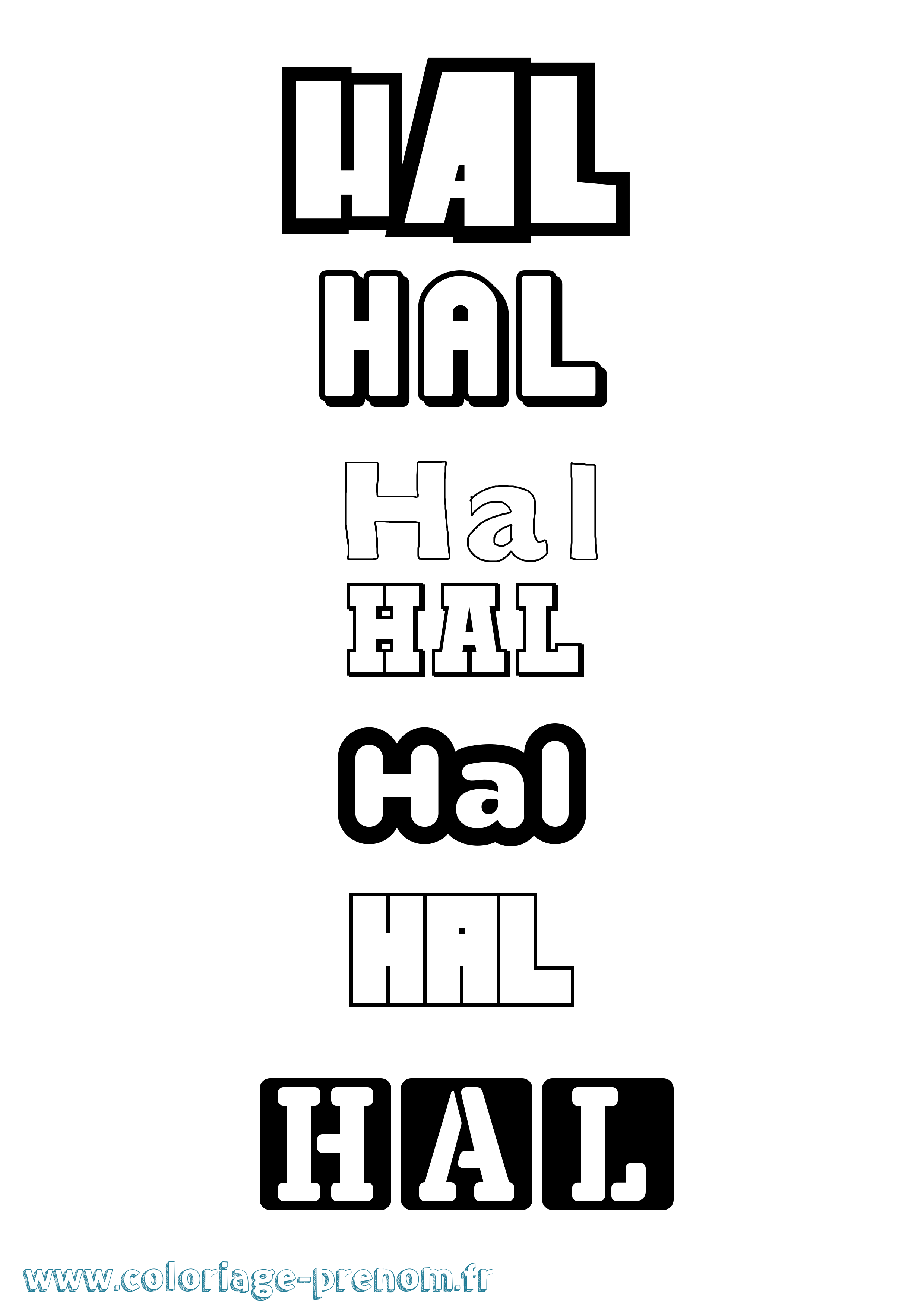 Coloriage Hal Simple Coloriage prénom Hal Simple