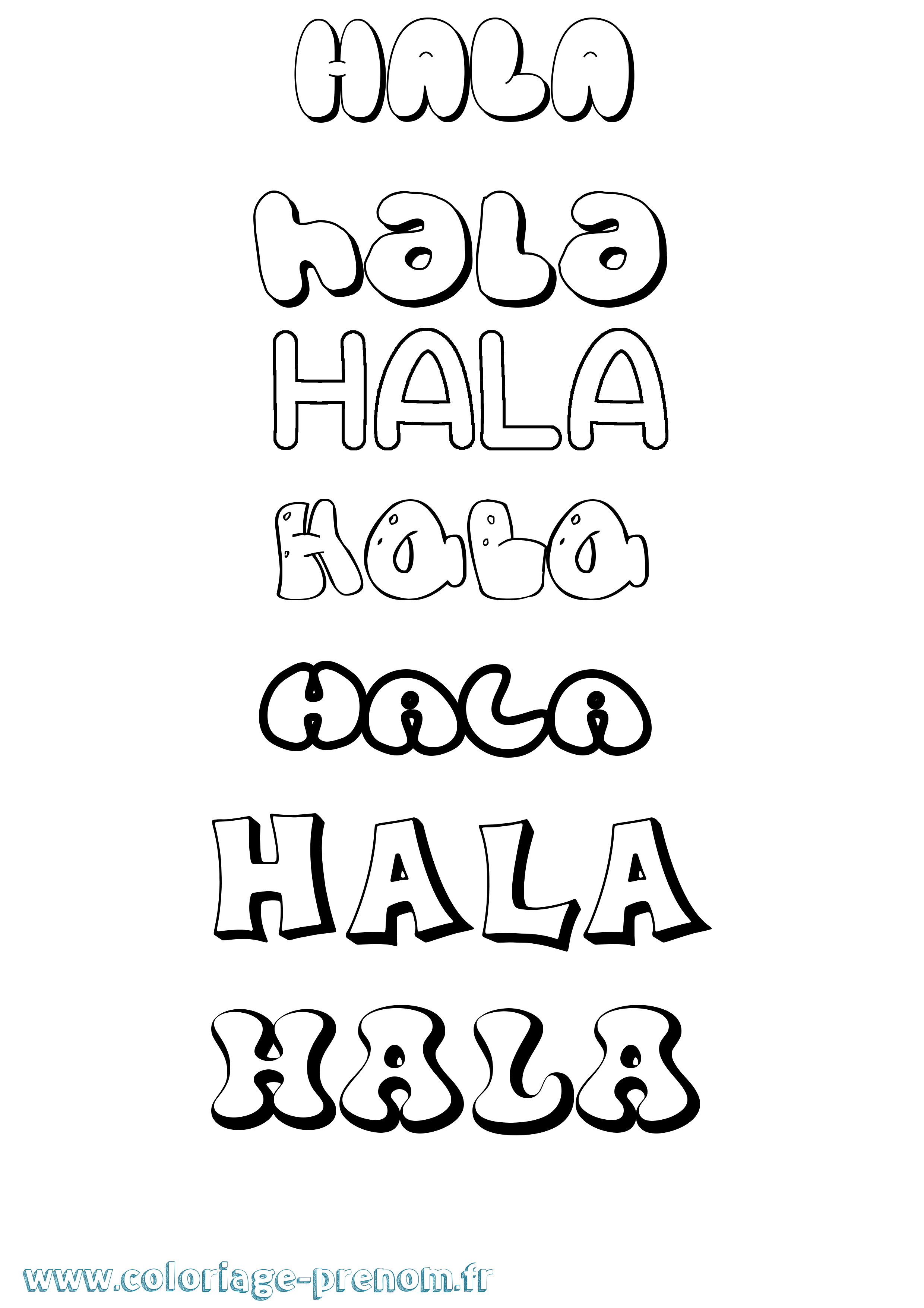 Coloriage Hala Bubble Coloriage prénom Hala Bubble