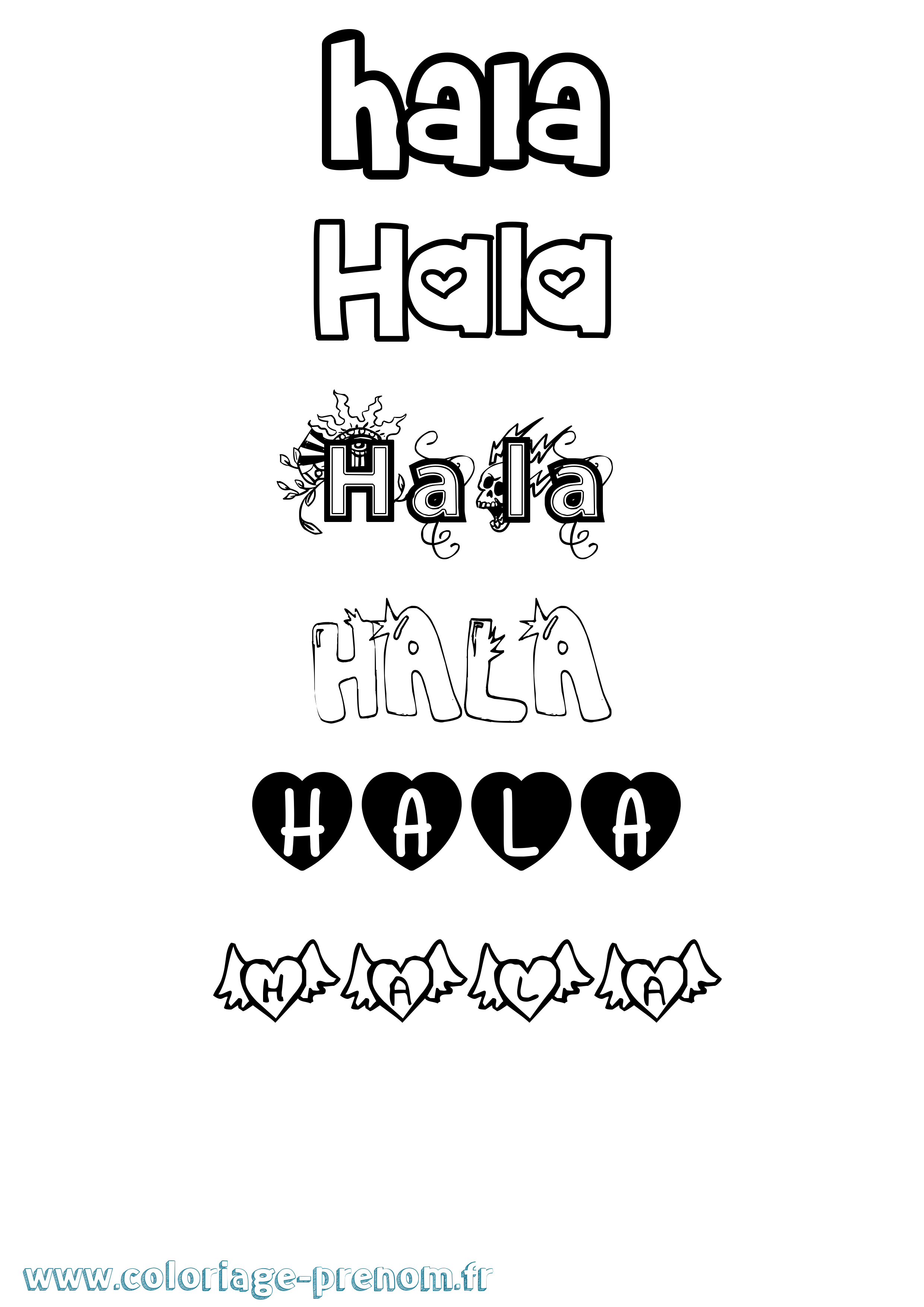 Coloriage Hala Girly Coloriage prénom Hala Girly