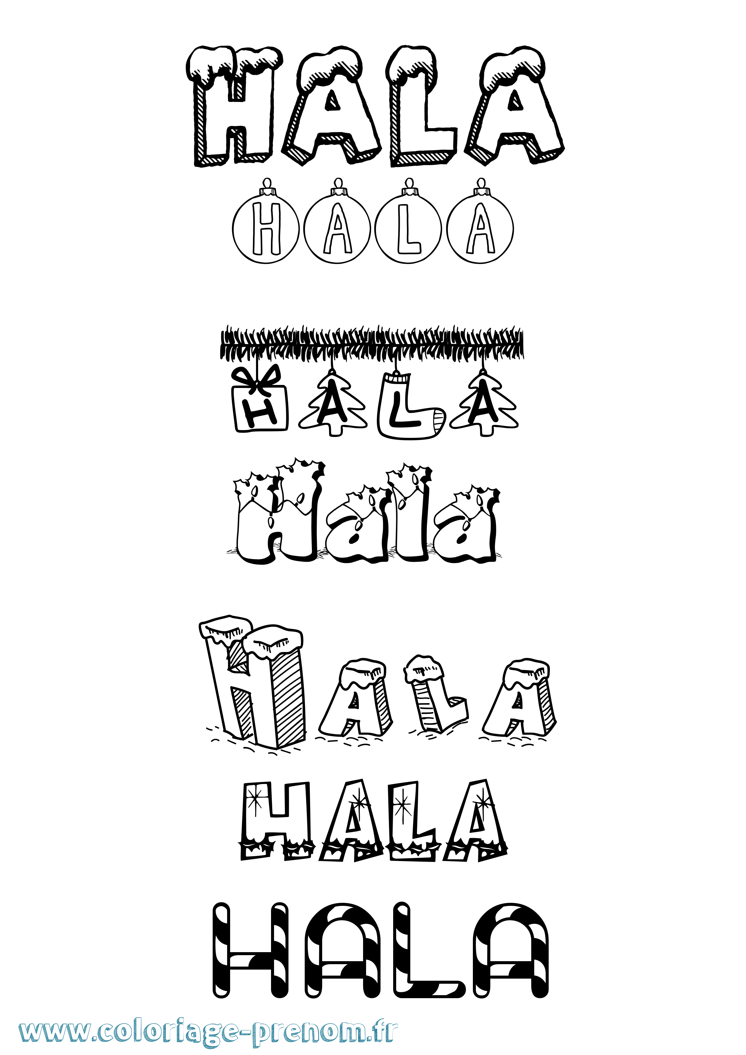 Coloriage Hala Noël Coloriage prénom Hala Noël
